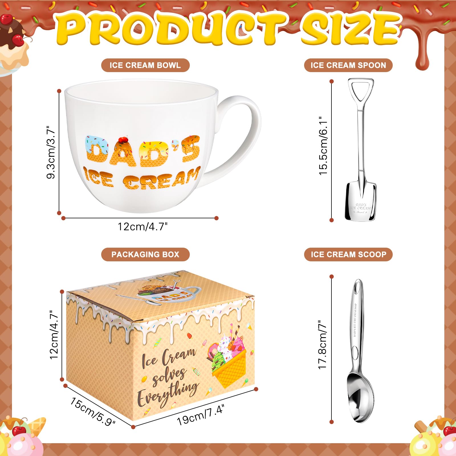 Personalized Dad Gifts - Custom 24oz Ice Cream Bowl for Father's Day, Birthday & Anniversary - Unique Present for Dad, Stepdad & Father-in-Law from Daughter, Son or Wife - Perfect for Sundaes, Snacks & Family Dessert Time