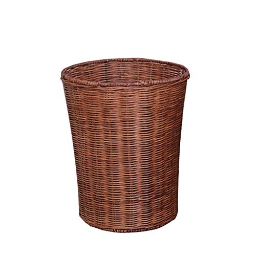Eco-Friendly Woven Rattan Trash Can - Natural Water Hyacinth Waste Basket, Recyclable Paper Bin (2.1/3.2/5.3 Gallon) - Brown 8L for Kitchen, Bathroom & Office Organization