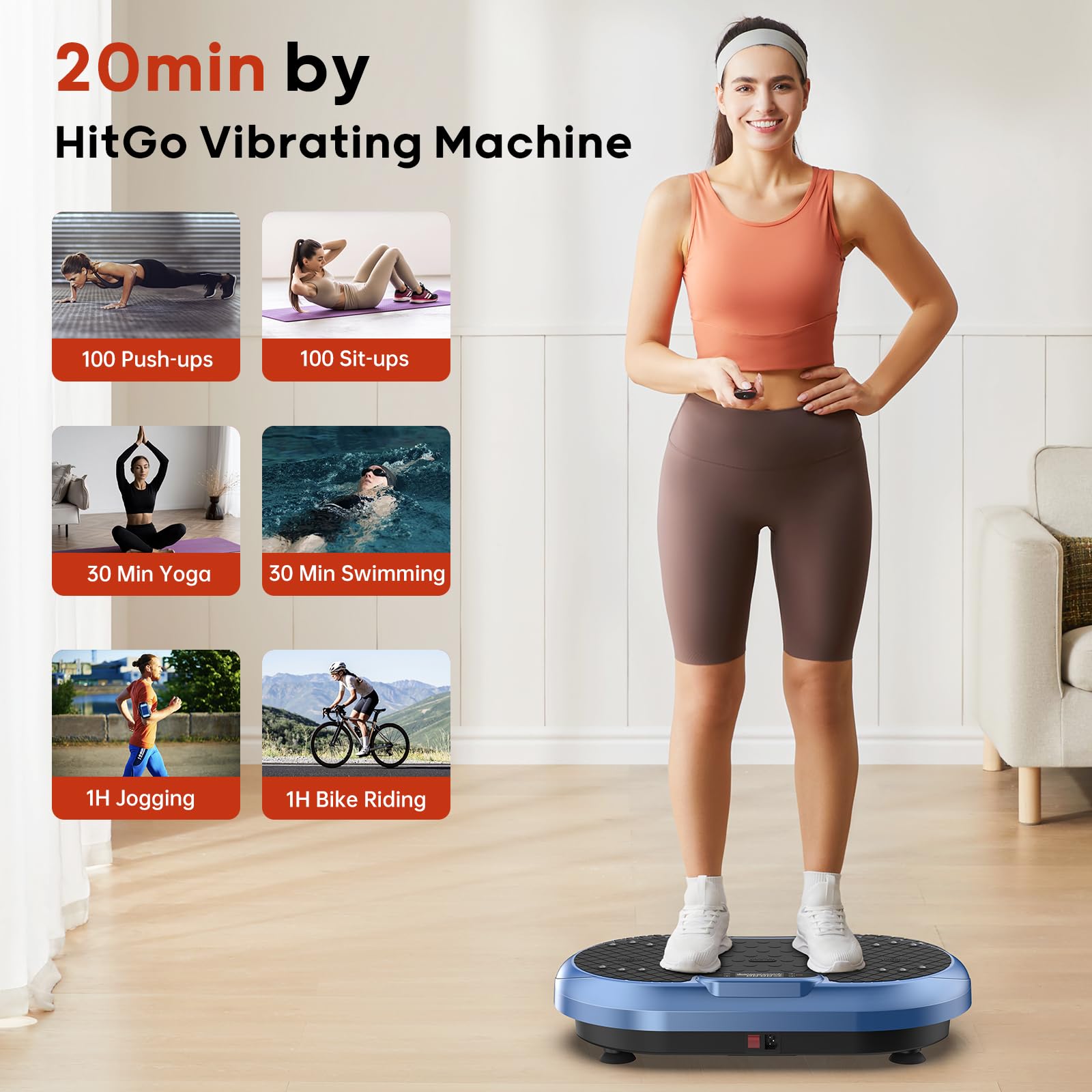 Vibration Plate Exercise Machine – Whole Body Vibration Platform with Bluetooth Speakers, Remote Control & Resistance Bands for Weight Loss, Toning & Lymphatic Drainage | Home Gym Workout Equipment for Fitness & Recovery