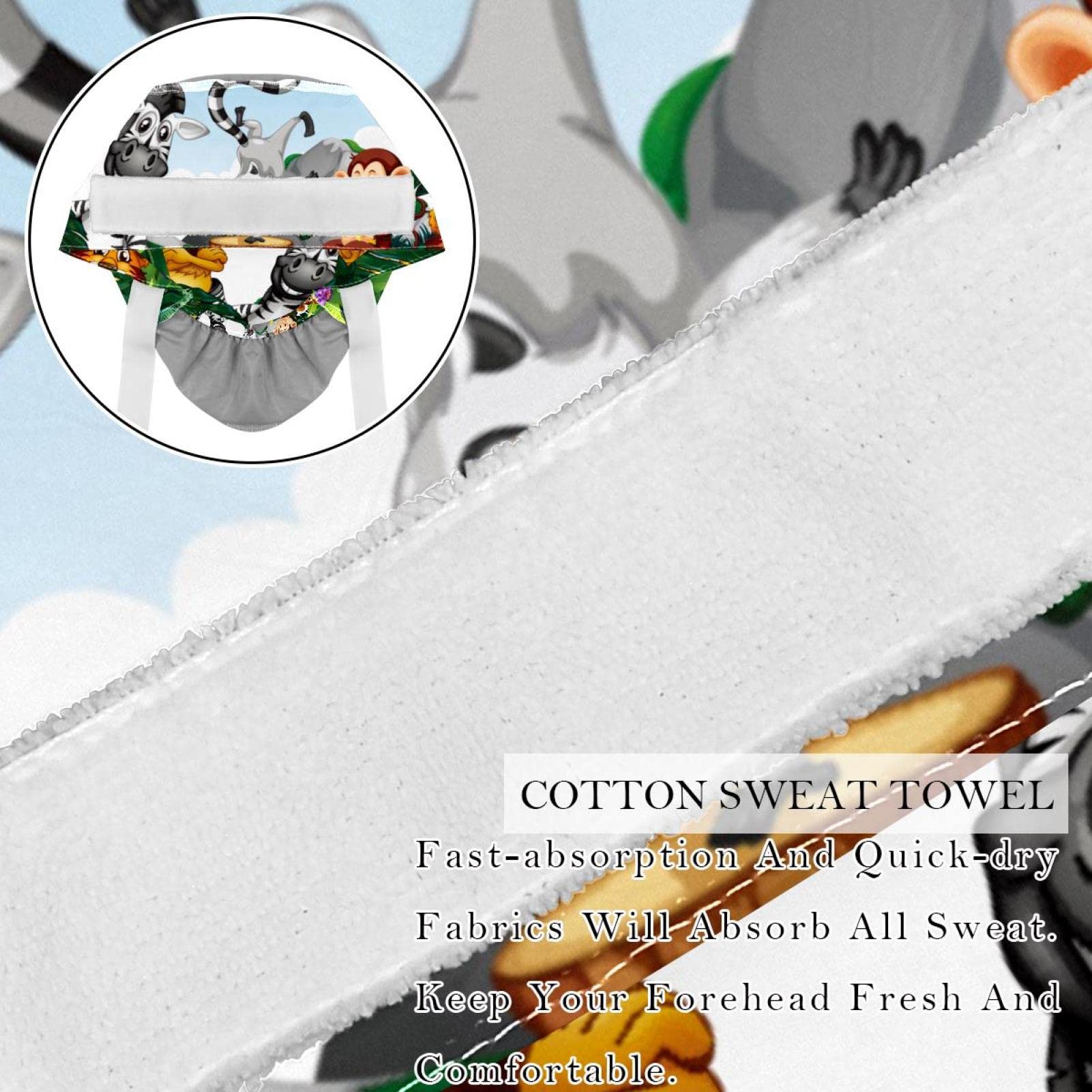 Wild Animals Print Scrub Hats for Women & Men - 2 Pack Surgical Caps with Button Closure & Sweatband - Long Hair Working Hats for Nurses, Doctors, Dentists - Perfect for Hospitals, Clinics & Healthcare Professionals