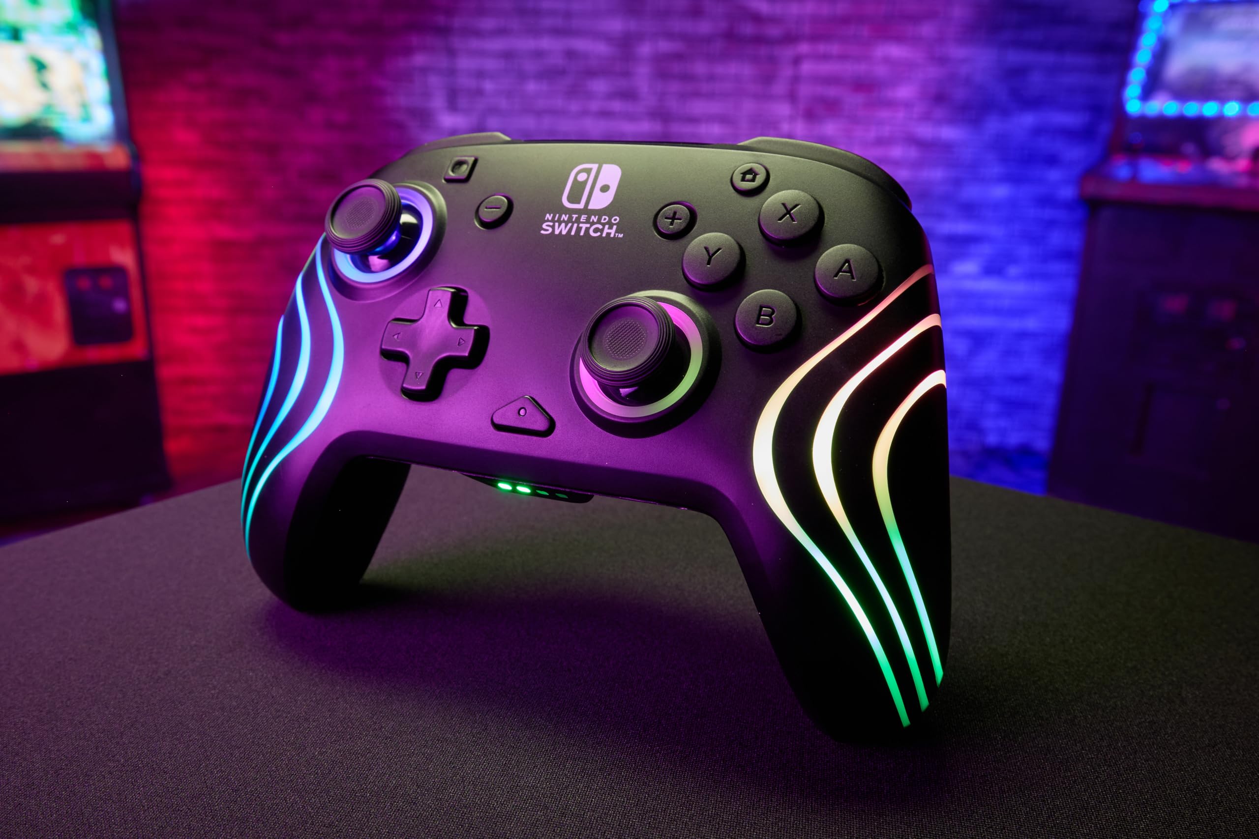 **PDP Afterglow Wave Wireless Pro Controller for Nintendo Switch & OLED - Motion Controls, Custom LED Lighting, 30ft Range, 20-Hour Rechargeable Battery (Black) - Perfect for Gaming, Streaming & Multiplayer Battles**