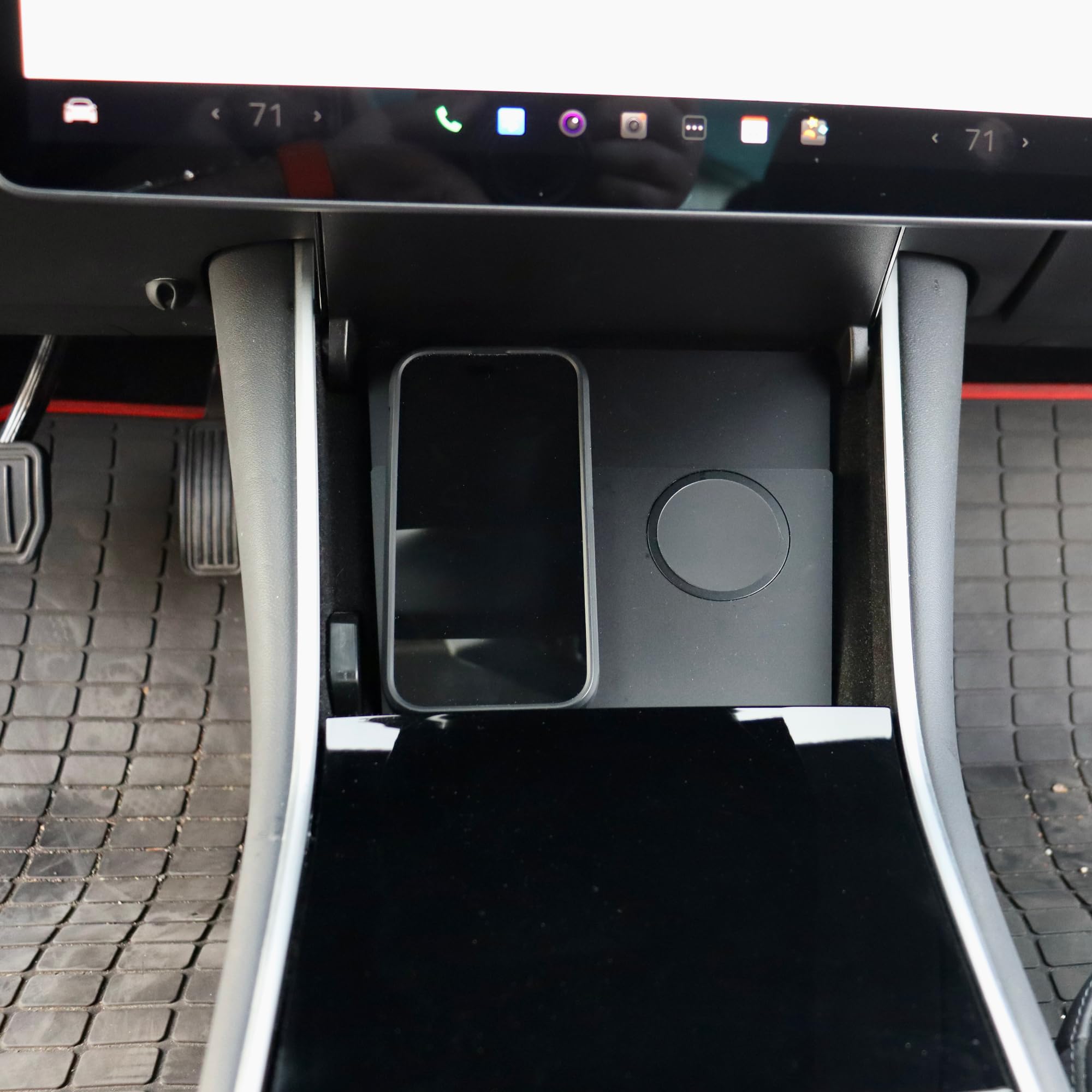 Dual Wireless Phone Charger for Tesla Model 3 & Model Y (2017-2020) - Fast Qi Charging Pad Compatible with iPhone 16 Pro Max, Android Phones & MagSafe Cases - Perfect for Road Trips & Daily Commuting