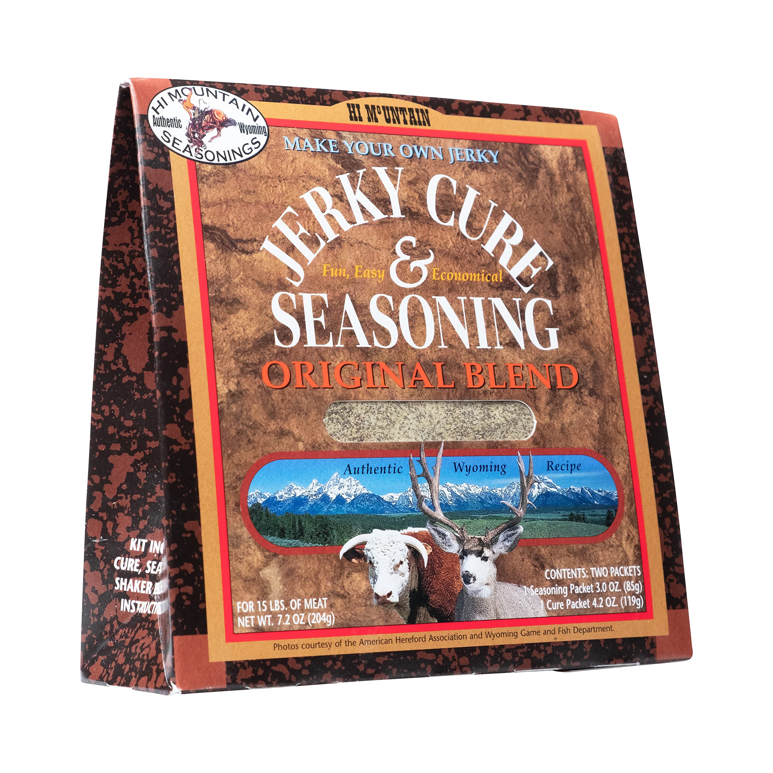Hi Mountain Jerky Seasoning and Cure Kit - Original Blend for Homemade Beef, Deer, Elk & Venison Jerky | Season Up to 15lbs of Meat | Perfect for Camping, Hiking & Outdoor Adventures (1 Box)