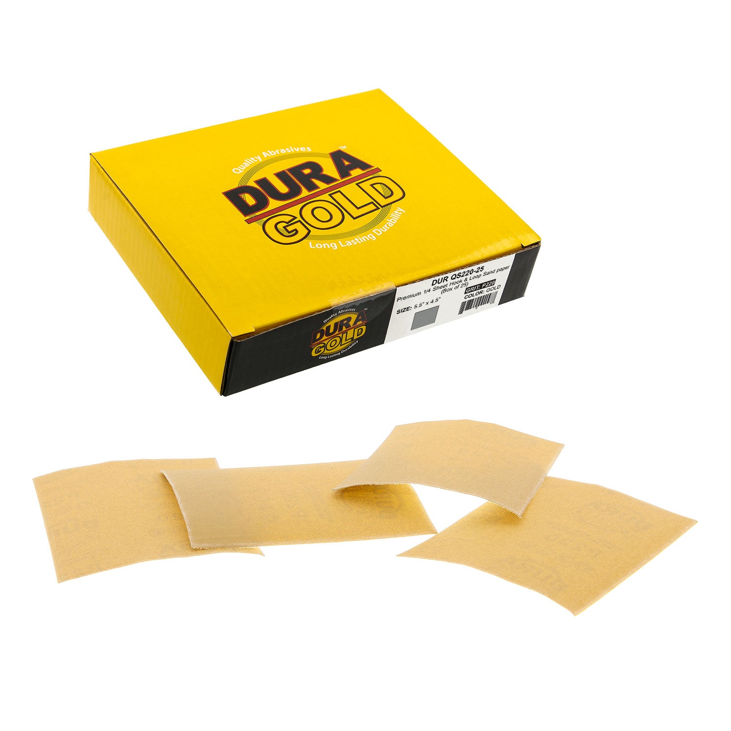 220 Grit 1/4 Sheet Hook & Loop Sandpaper 5.5