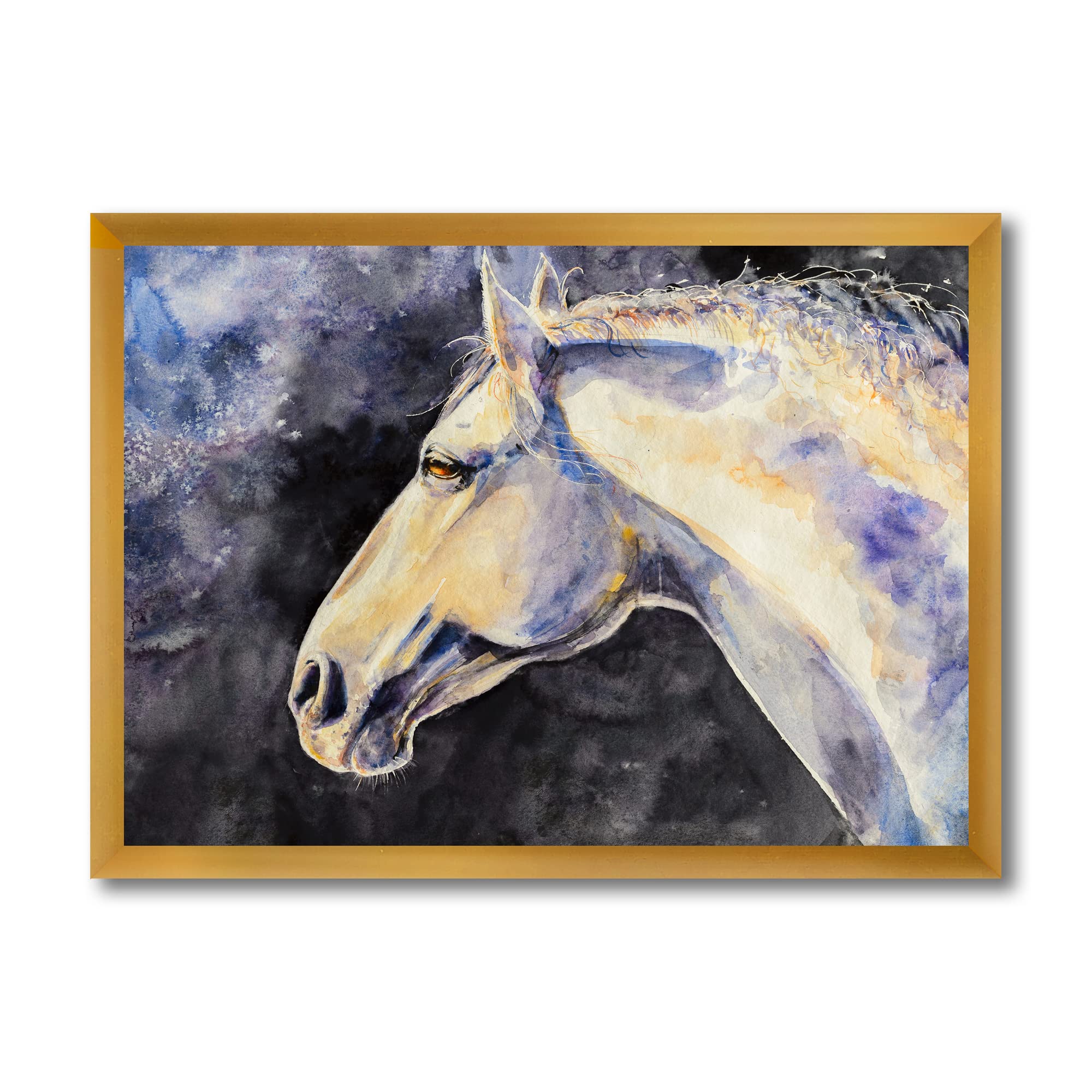 DesignQ Lipizzan Horse Farmhouse Framed Wall Art - Elegant Equestrian Decor for Living Room, Bedroom & Office