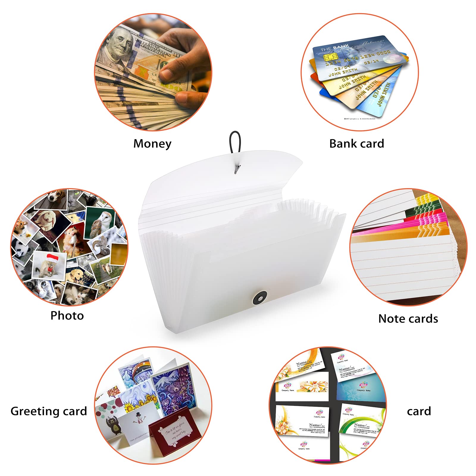 BTSKY 13-Pocket Expanding File Folder - Accordion Organizer for Documents, Cards, Tickets, Bills & Receipts | Translucent White Plastic Wallet Case | Perfect for Office, School & Home Organization
