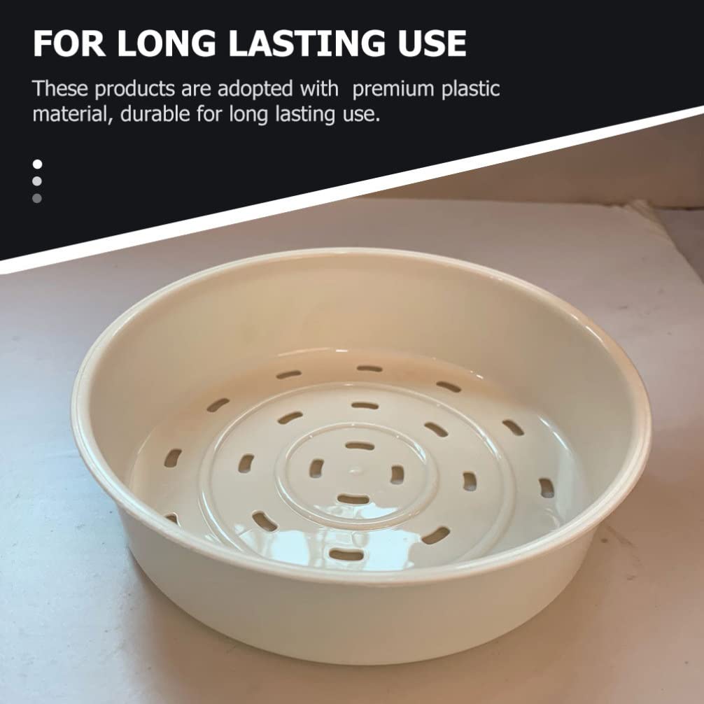 DOITOOL 2-Piece Plastic Steamer Basket Set for Rice Cookers - Vegetable Steamer, Steamed Bun Tray with Drain Holes - Perfect for Healthy Meals, Dumplings & Rice Cooking (2L Capacity)