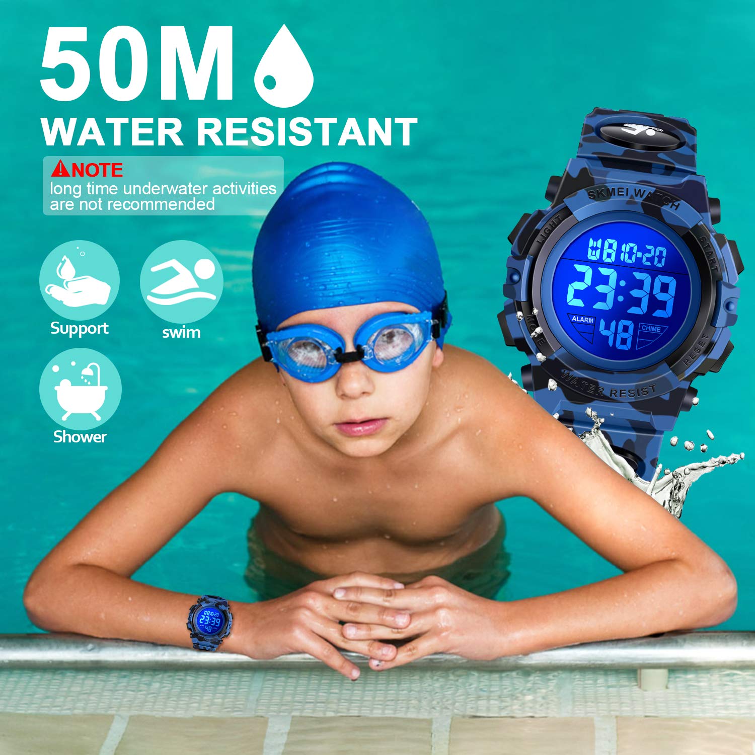 ATIMO Kids Digital Sports Watch - Waterproof LED Display, Alarm, Stopwatch - Perfect for Boys & Girls - Ideal for School, Sports, and Outdoor Activities