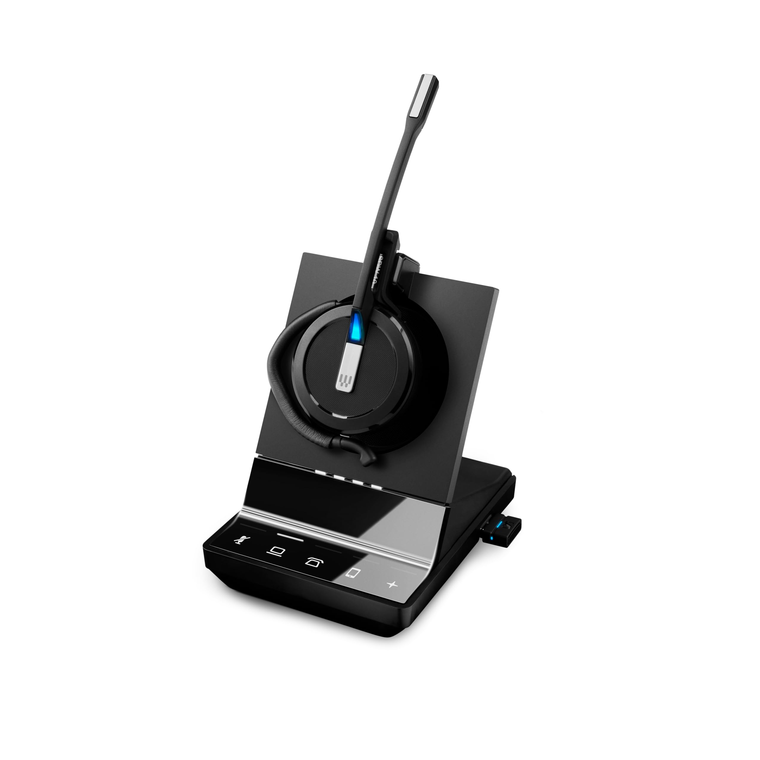 Sennheiser SDW 5016 Wireless DECT Headset - Noise Cancelling Dual Mic for Desk Phone, Softphone, PC & Mobile - Black (3 Inch) - Perfect for Office, Call Centers & Remote Work