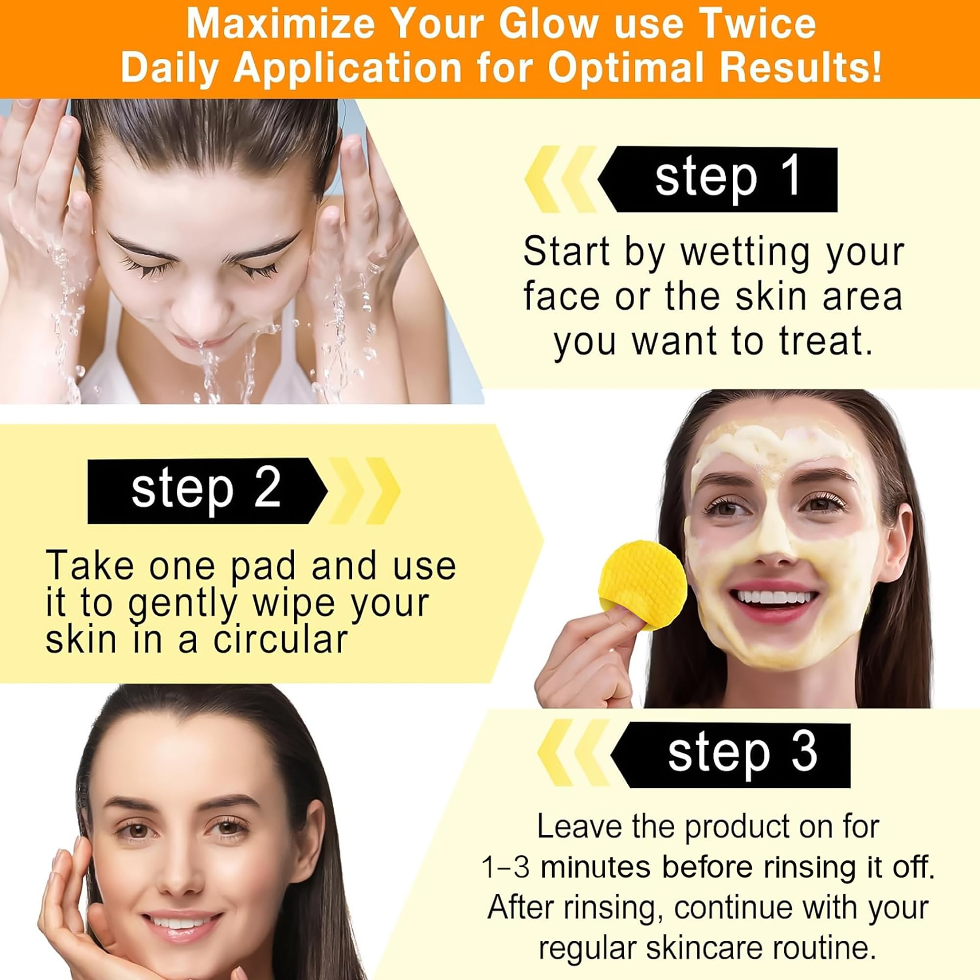 Kojic Acid and Turmeric Cleansing Pads - 25Pcs Brightening & Exfoliating Face Pads for Glowing Skin - Oil Control, Pore Refining, Skin Refreshing - Perfect for Daily Skincare Routine & Travel