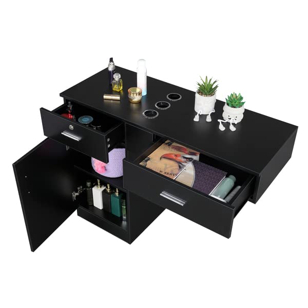 Wall Mount Salon Storage Cabinet - Beauty & Barber Station with Drawers for Spa & Salon Organization