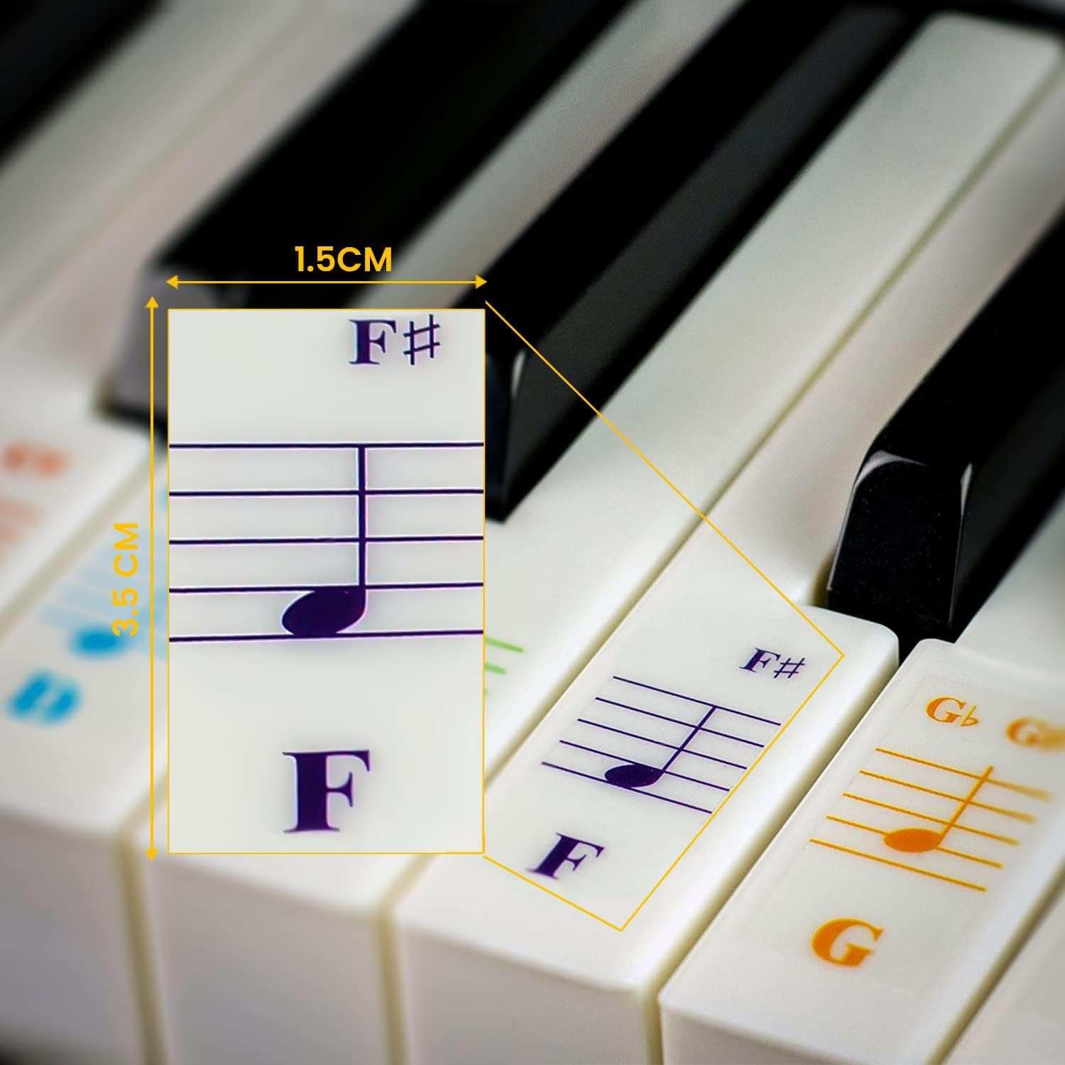 88-Key Piano Stickers for Beginners - Bold, Removable & Colorful Labels for Kids & Teachers