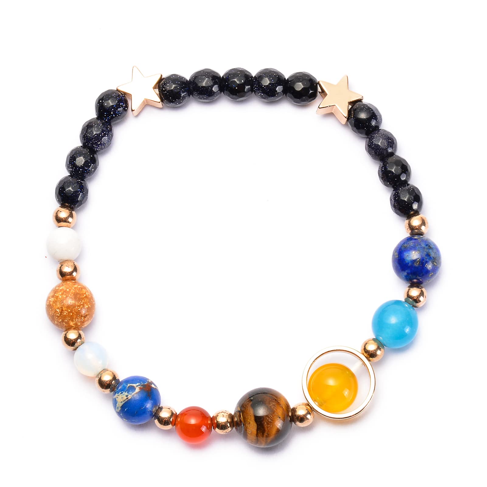 Solar System Bracelet - Universe Galaxy Bracelet with 8 Planets & Guardian Stars - Stretch Yoga Chakra Bracelet for Men & Women - Lava Rock Essential Oil Diffuser Bracelet for Meditation, Yoga & Spiritual Healing