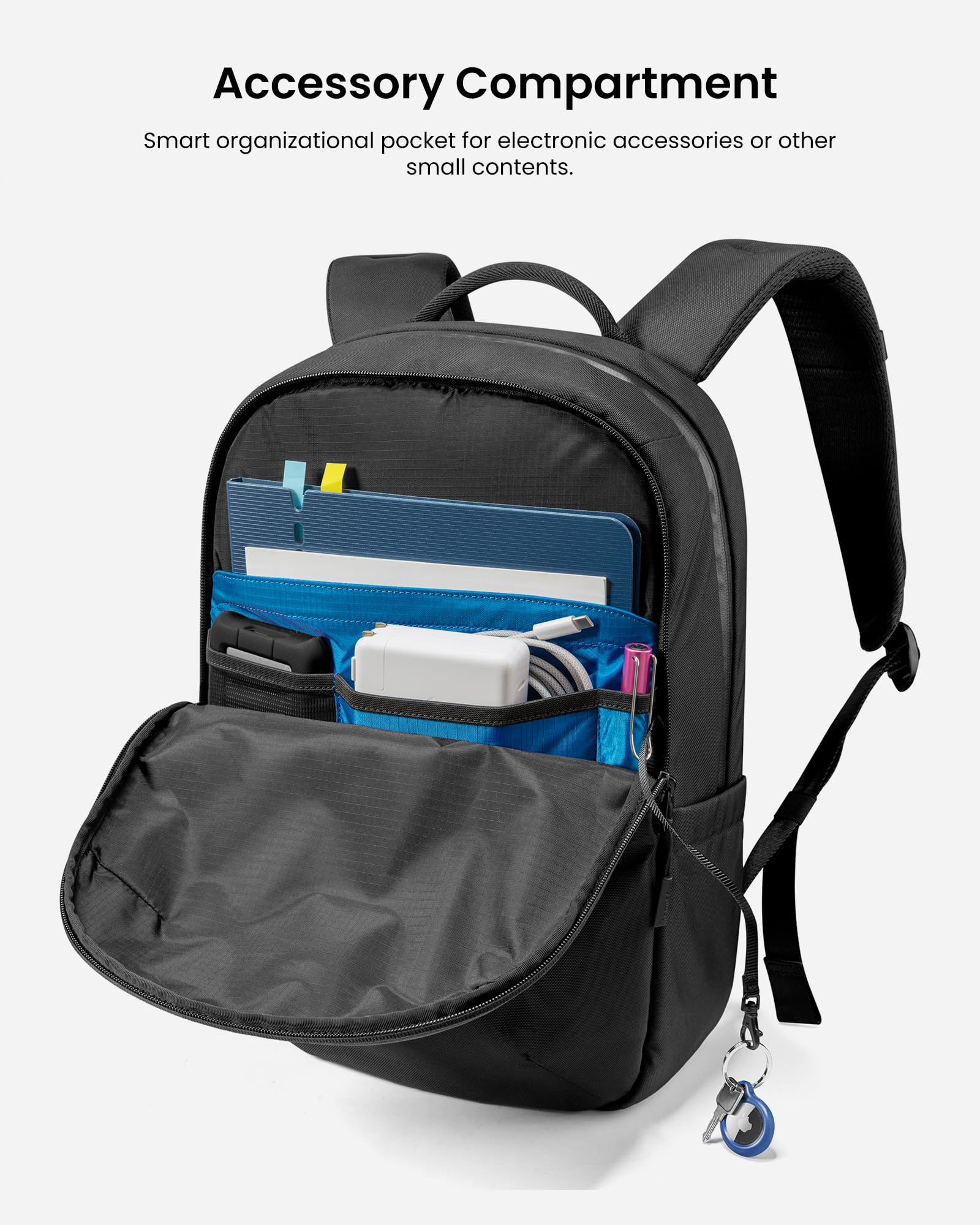 tomtoc Minimalist Laptop Backpack 20L - Water-Resistant Cordura Ballistic Nylon Daypack for 15.6 Inch Notebook, UrbanEX-T65 Black - Perfect for Daily Commute, Work & Travel