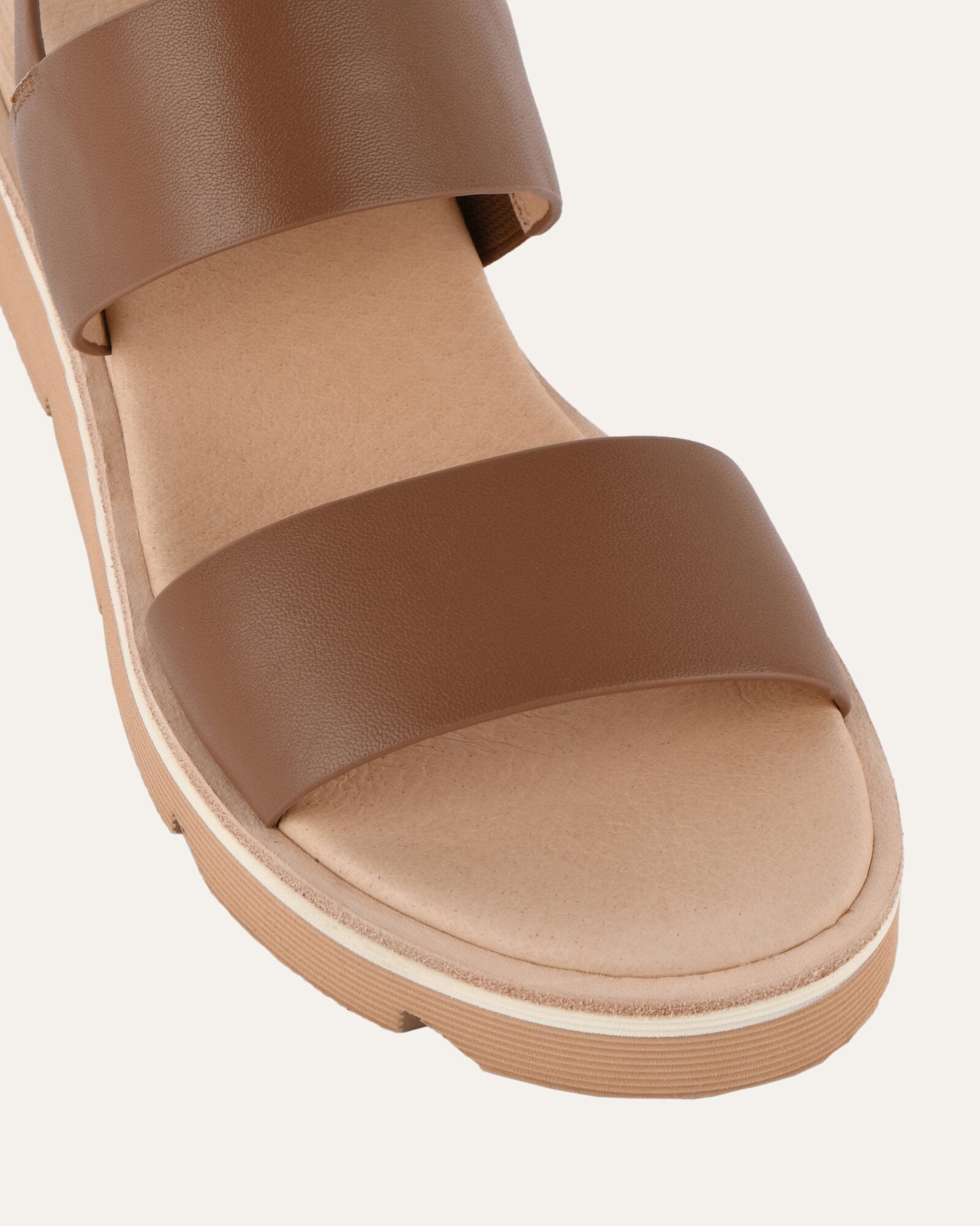 KINNEY Women's Leather Wedge Sandals in Dark Tan - Comfortable Casual Shoes for Summer, Beach, and Outdoor Walking