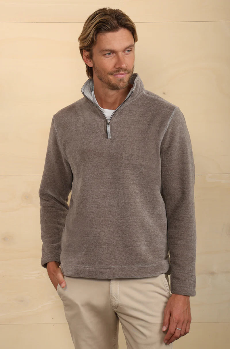 TRUE GRID Grey Solid Long Sleeve Zip Neck Knit Sweater - Cozy Winter Pullover for Casual Outfits & Layering