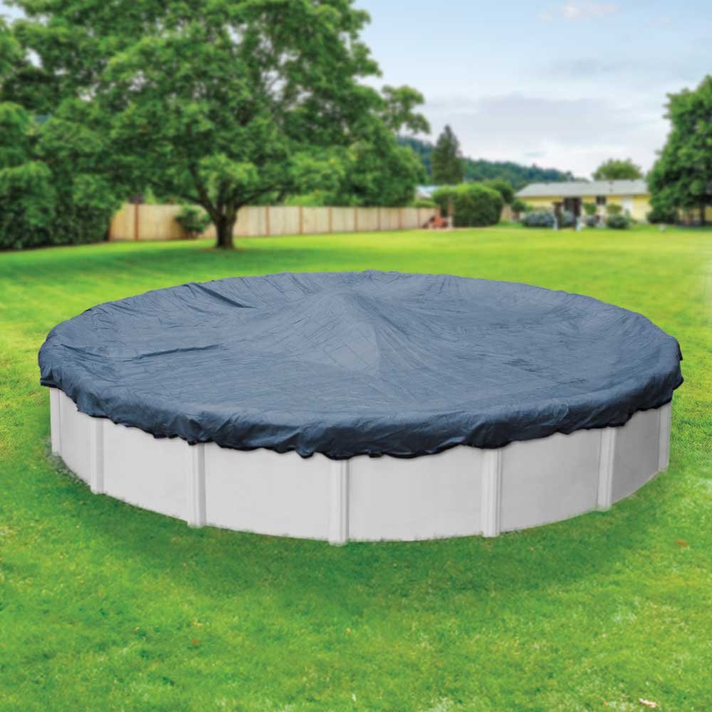 Pool Mate 4233-4-PM Extreme-Mesh Winter Round Above-Ground Pool Cover, 33-Foot, 4. XL Blue - Heavy Duty Protection for Inground Pools During Cold Months