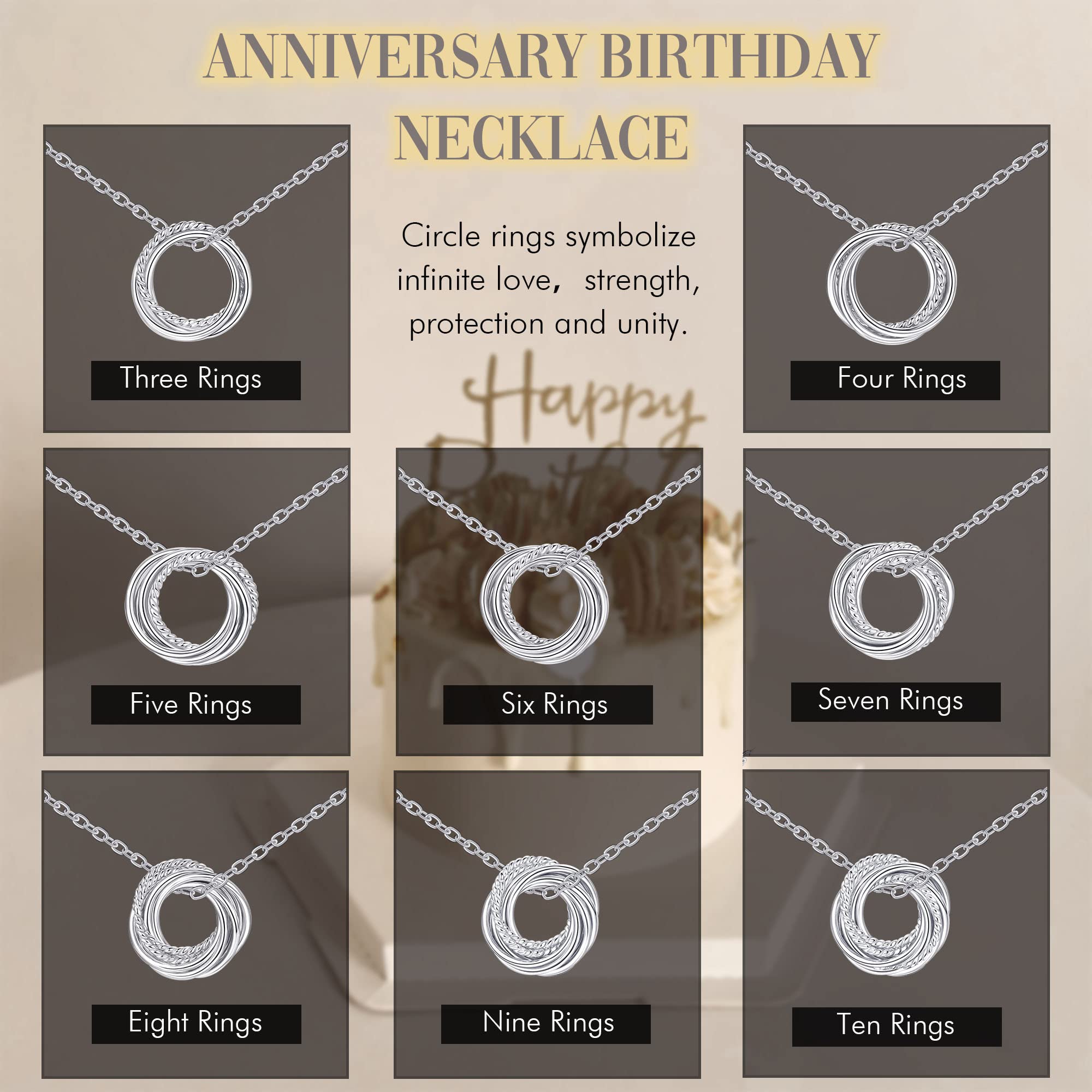 JSJOY Elegant Circle Necklace for Women - S925 Sterling Silver Birthday Jewelry Gift for 30th 40th 50th 60th 70th 80th 90th Anniversary - Perfect for Milestone Celebrations, Mother's Day & Special Occasions