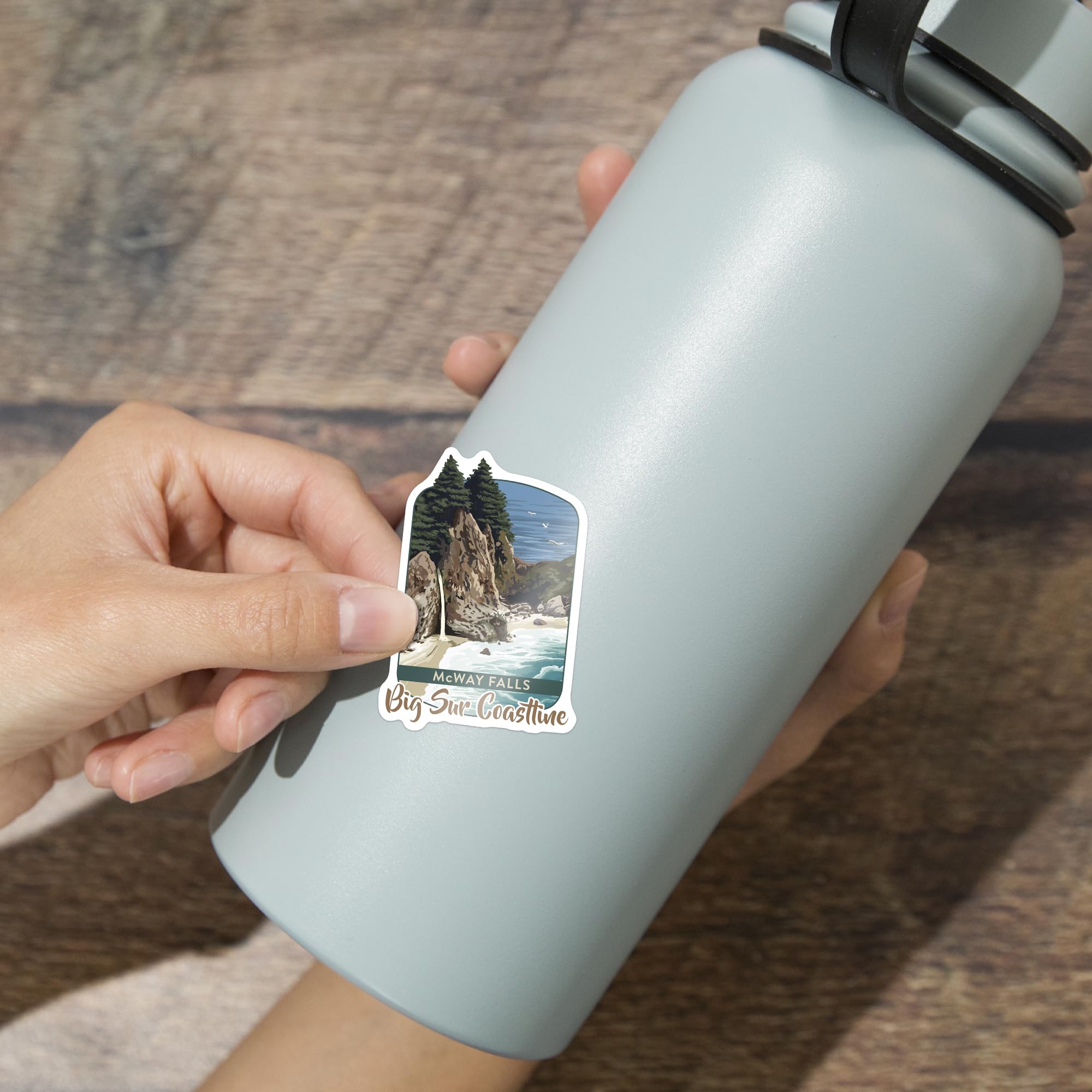 Waterproof Die Cut Vinyl Sticker - Big Sur California McWay Falls Scenic Decal (1-3 Inch) for Cars, Water Bottles, Laptops, Coolers | Perfect for Travel Enthusiasts & Nature Lovers