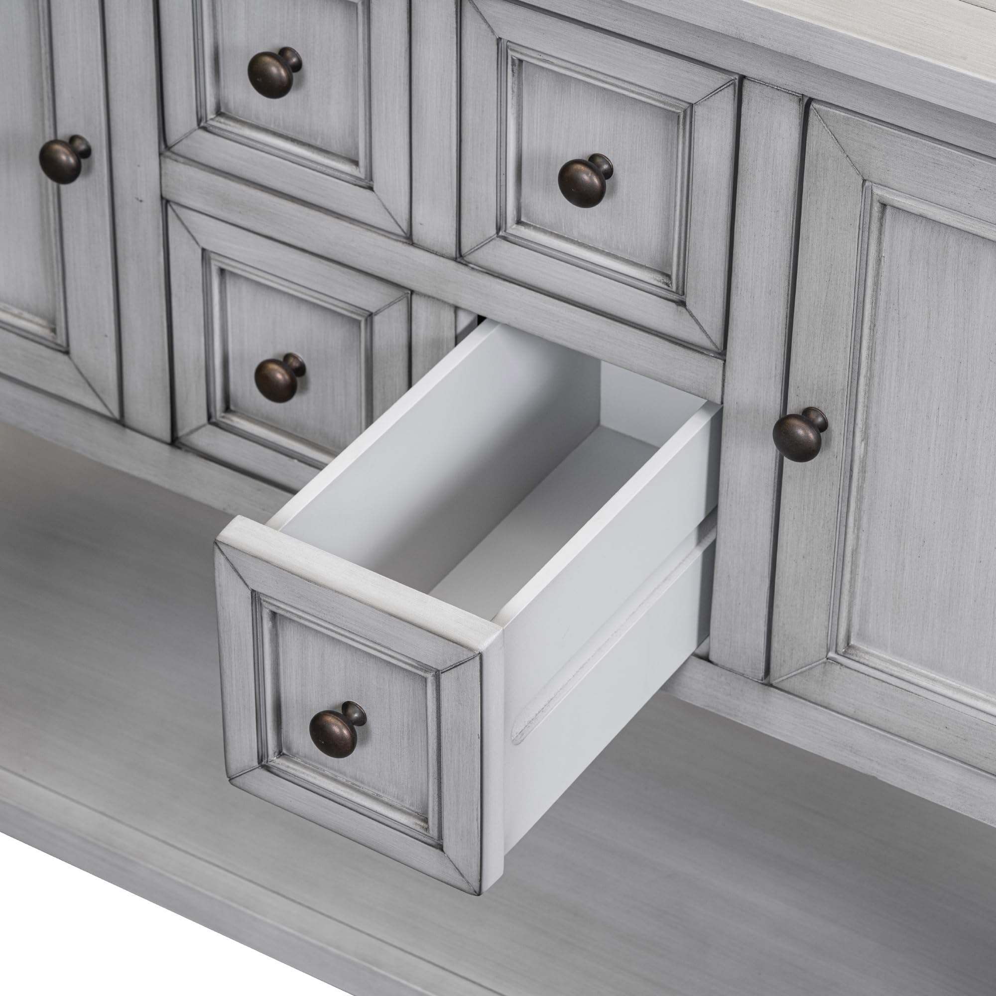 Merax Rustic Sideboard Buffet Cabinet with Storage - Antique Grey Console Table for Entryway, Living Room & Dining Room Storage Solution