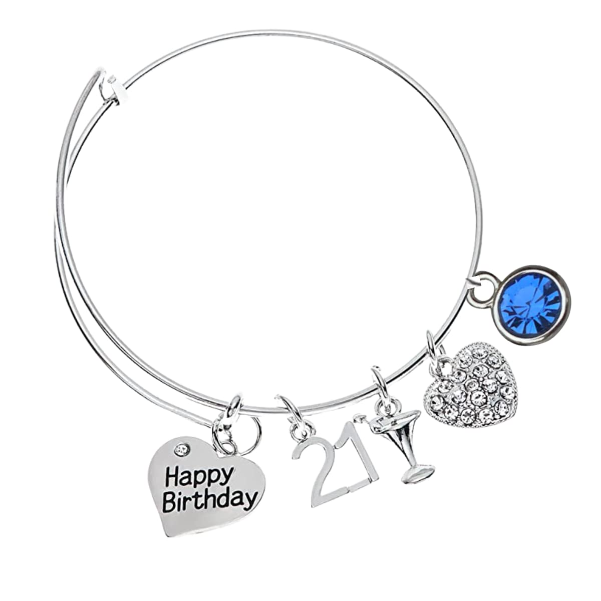 Personalized 21st Birthday Gifts for Women - Custom Expandable Charm Bracelet with Birthstone | Unique Birthday Jewelry Gift for Daughter, Girlfriend or Sister | Perfect for Parties, Graduation & Special Occasions