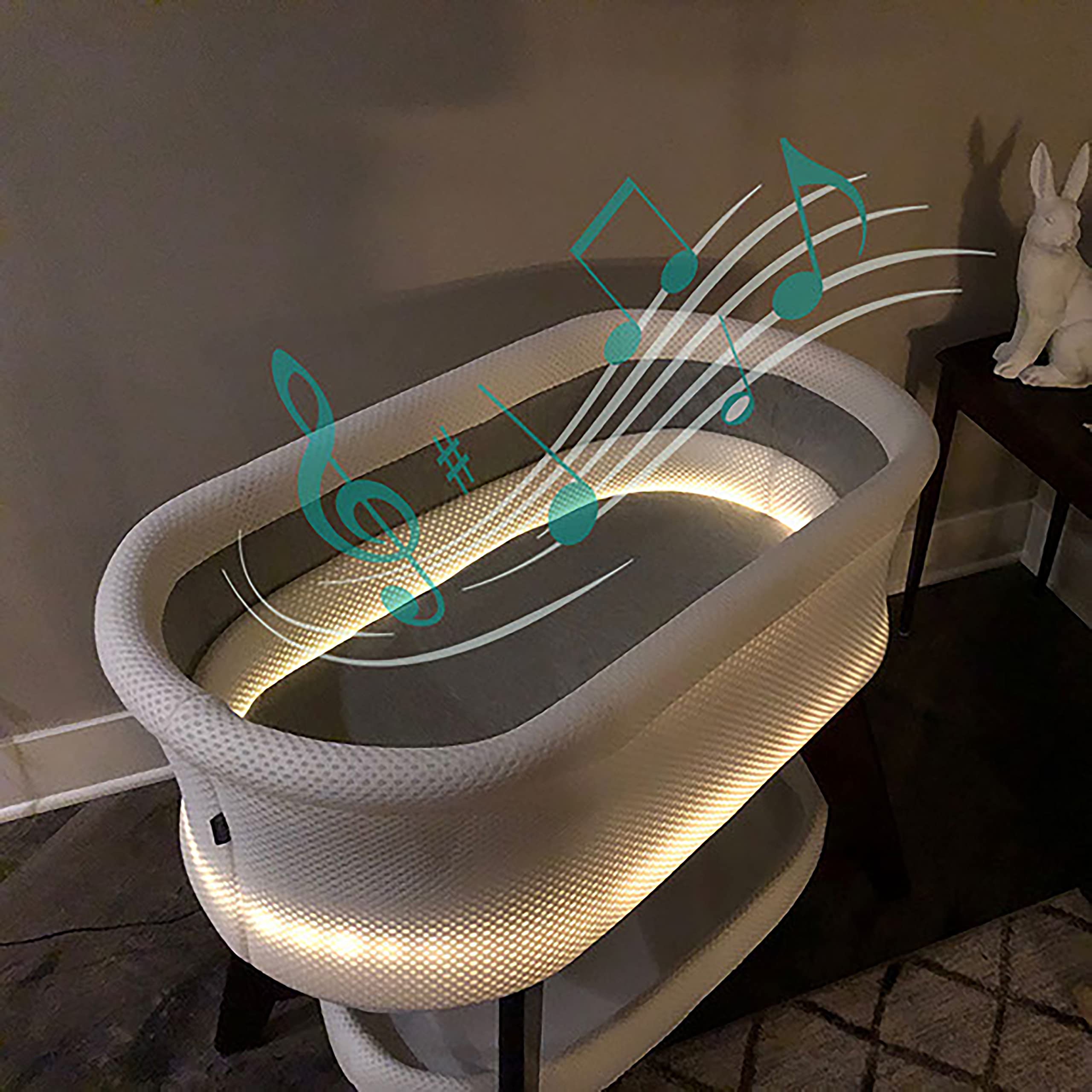 Evi Smart Baby Bassinet with Auto-Glide, Nightlight & Soothing Sounds, Alexa & Google Home Compatible - 2 Soft White Sheets Included - Perfect for Nursery, Bedroom & Travel Use