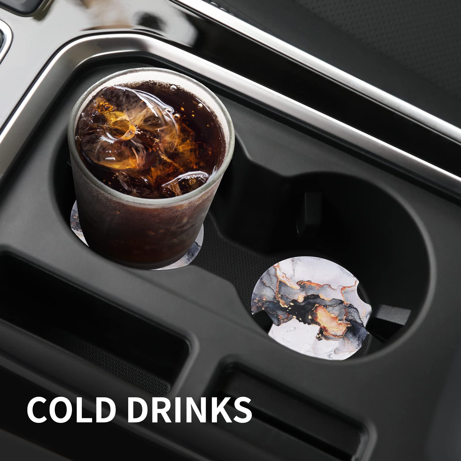 2-Pack Ceramic Car Cup Coasters for Cup Holders - 2.56
