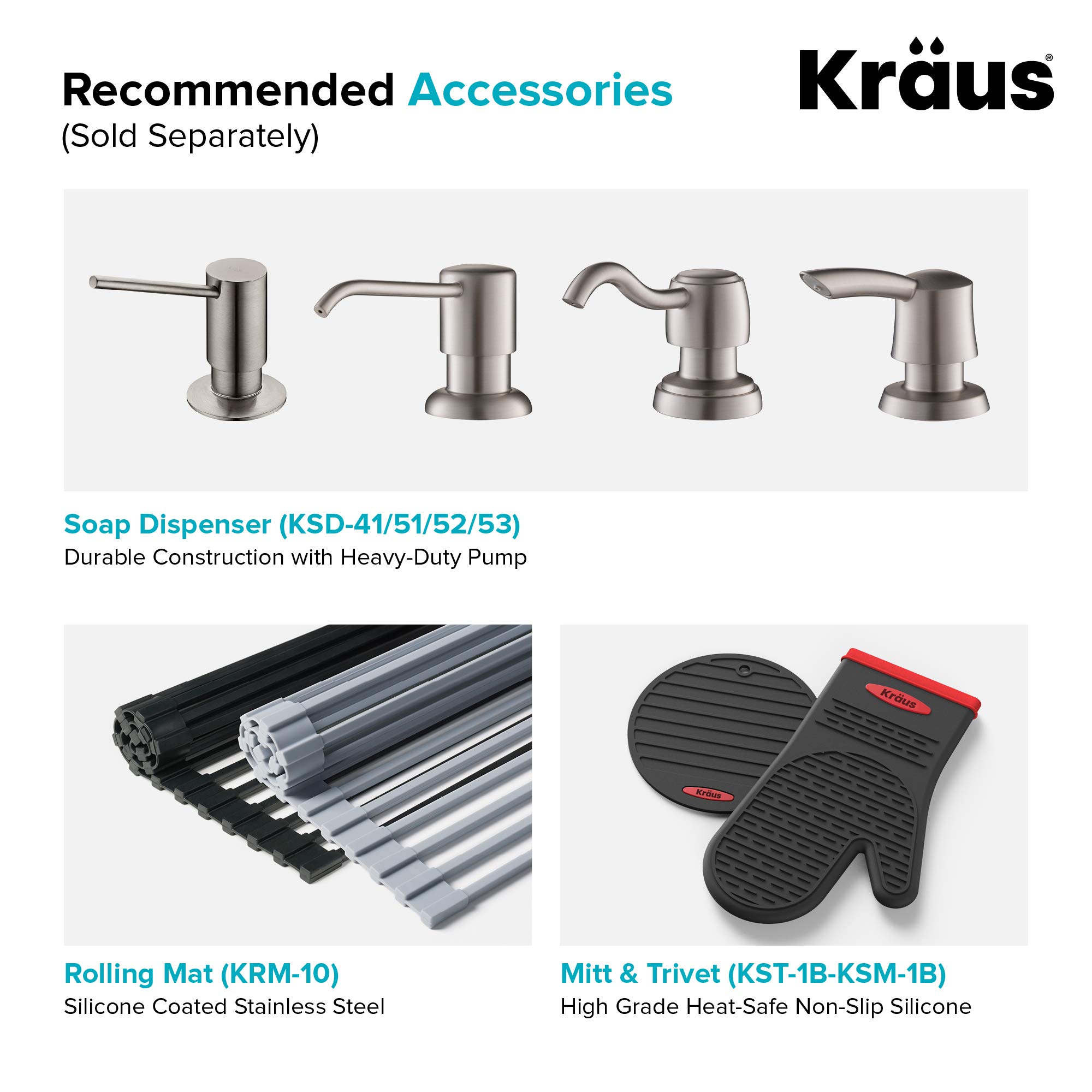 KRAUS KCA-1200 33-inch 16 Gauge Undermount Stainless Steel Kitchen Sink with 18-inch Pull-Down Commercial Style Faucet, Spot Free Finish - Perfect for Modern Home Kitchens and Restaurant-Style Cooking Spaces