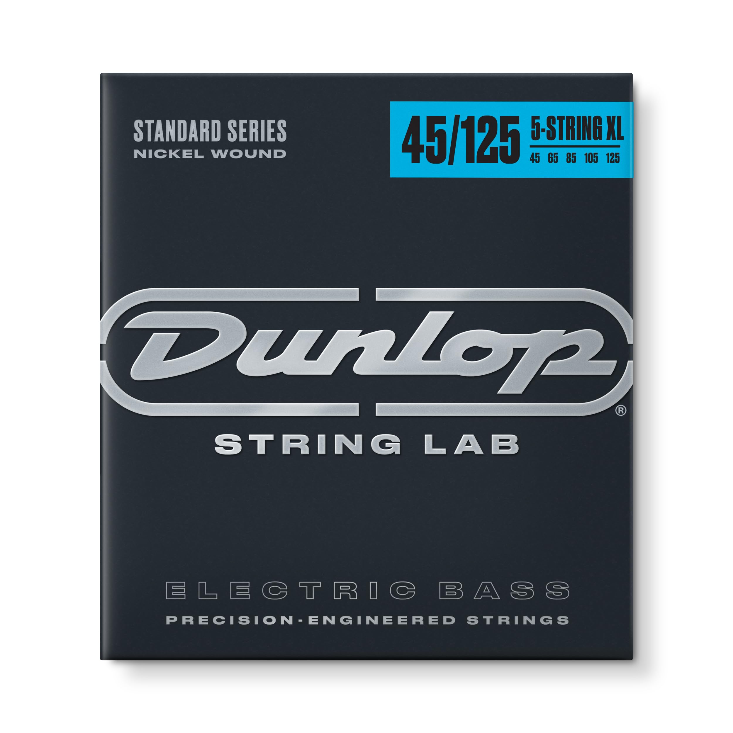 Jim Dunlop Nickel Wound Bass Guitar Strings XL Scale .045-.125 Gauge 5-Pack (DBN45125XL) - Perfect for Rock, Jazz & Studio Recording