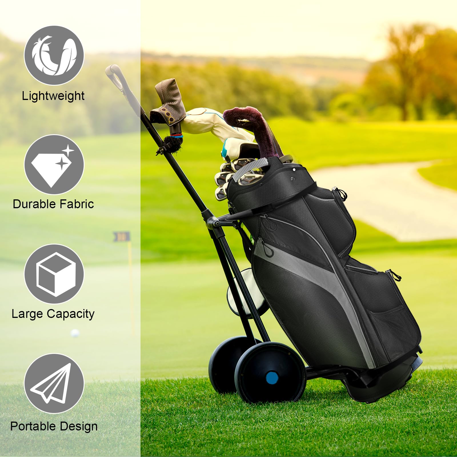 KYTAI 15-Way Golf Bag with Full-Length Dividers & 9 Pockets - Includes Rain Hood - Ergonomic Design for Men & Women | Perfect for Golf Tournaments, Driving Range & Club Storage