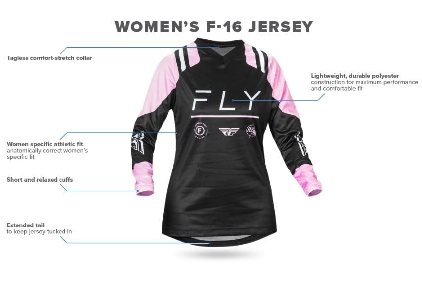 Fly Racing Women's F-16 Motocross & Mountain Bike Jersey - Breathable Protective Jersey for Dirt Bike, MTB, BMX & Motorcycle Riding - Perfect for Off-Road Adventures & Extreme Sports