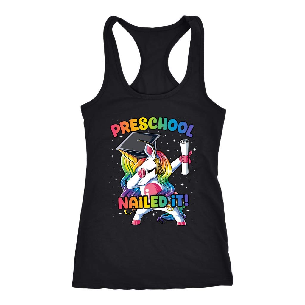 Unicorn Graduation Racerback Tank Top - Class of 2019 Preschool Dabbing Design - Perfect for Graduation Parties & School Events