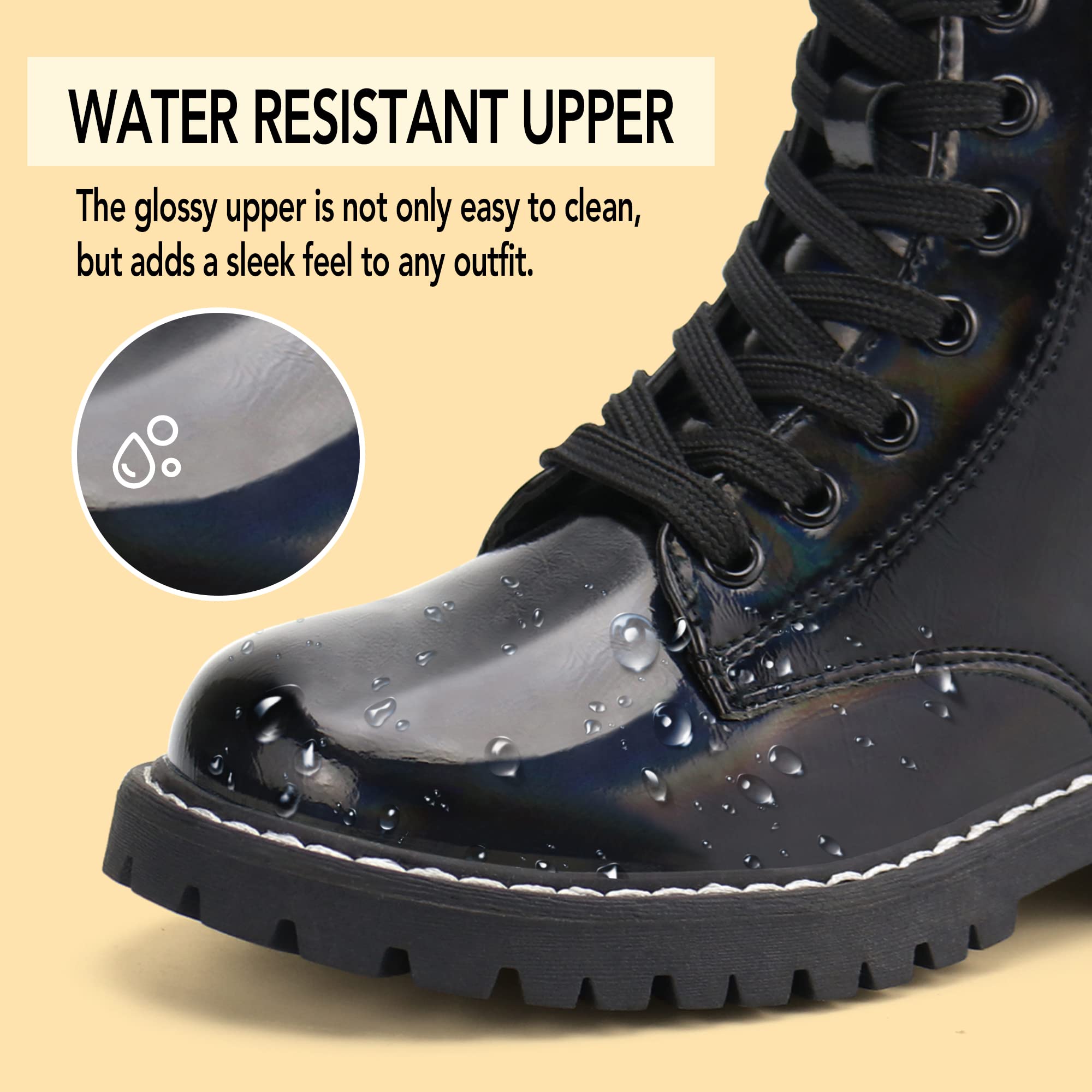 Firelli Kids Ankle Boots for Boys & Girls - Side Zipper & Lace Up Work Boots - Durable Combat Boots for School, Outdoor Play & Winter Adventures