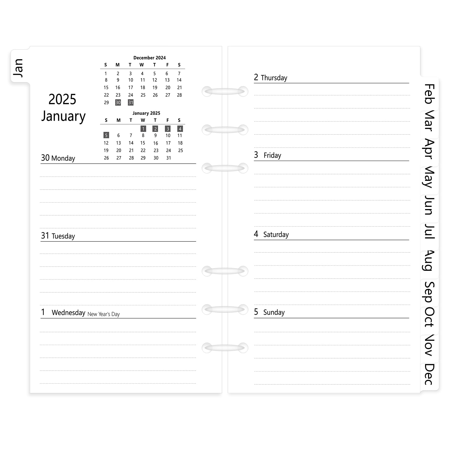 Antner 2025 Weekly & Monthly Planner Refill - A6 Size (3.75