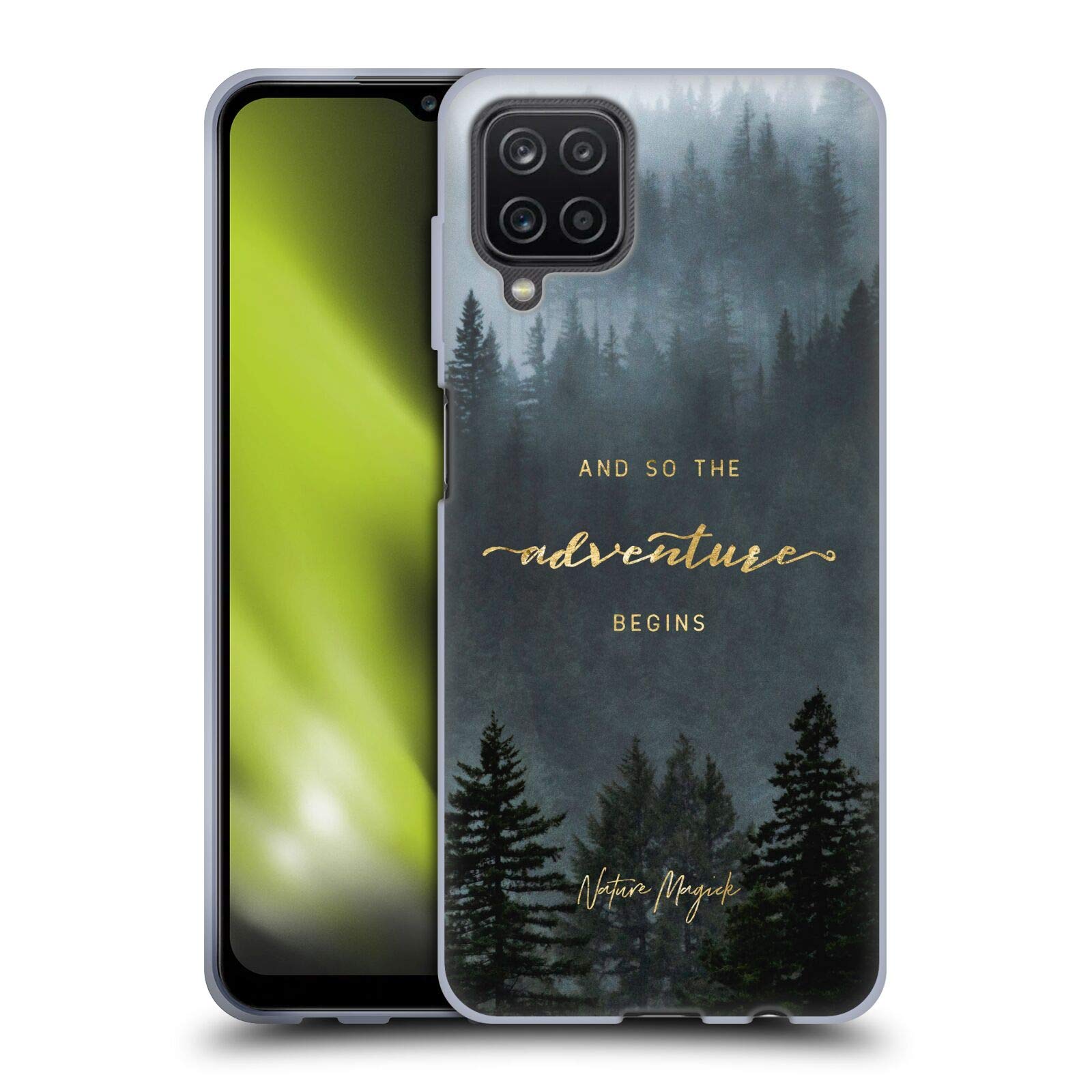 Head Case Designs Nature Magick Trees Soft Gel Case for Samsung Galaxy A12 (2020) - The Adventure Begins Quote, Durable Protective Cover for Outdoor Travel & Daily Use