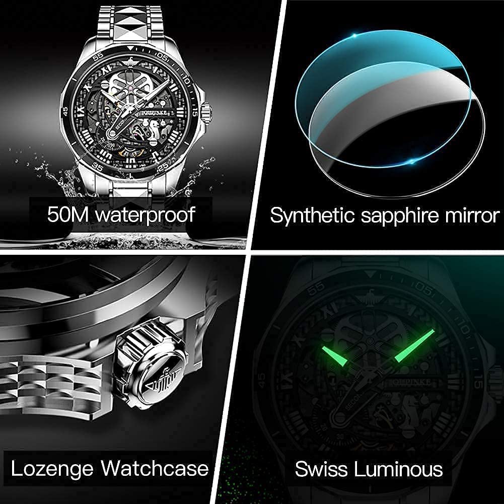 Premium Automatic Men's Watch - Starry Sky Luxury Mechanical Waterproof Date Display with Luminous Sapphire & Tungsten Steel Band | Perfect for Business, Formal Events & Everyday Wear