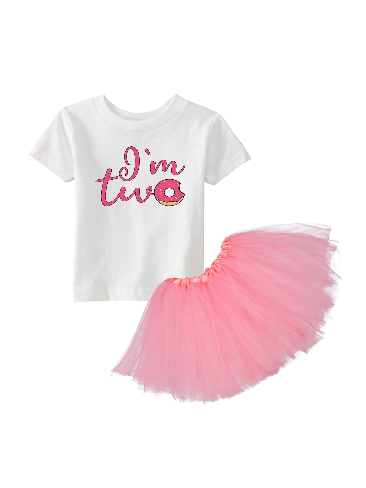 Awkward Styles 2nd Birthday Outfit for Girls - Cute 'I'm Two' Donut Print Tutu Dress & Skirt Set | Perfect for Birthday Parties, Photo Shoots & Special Occasions