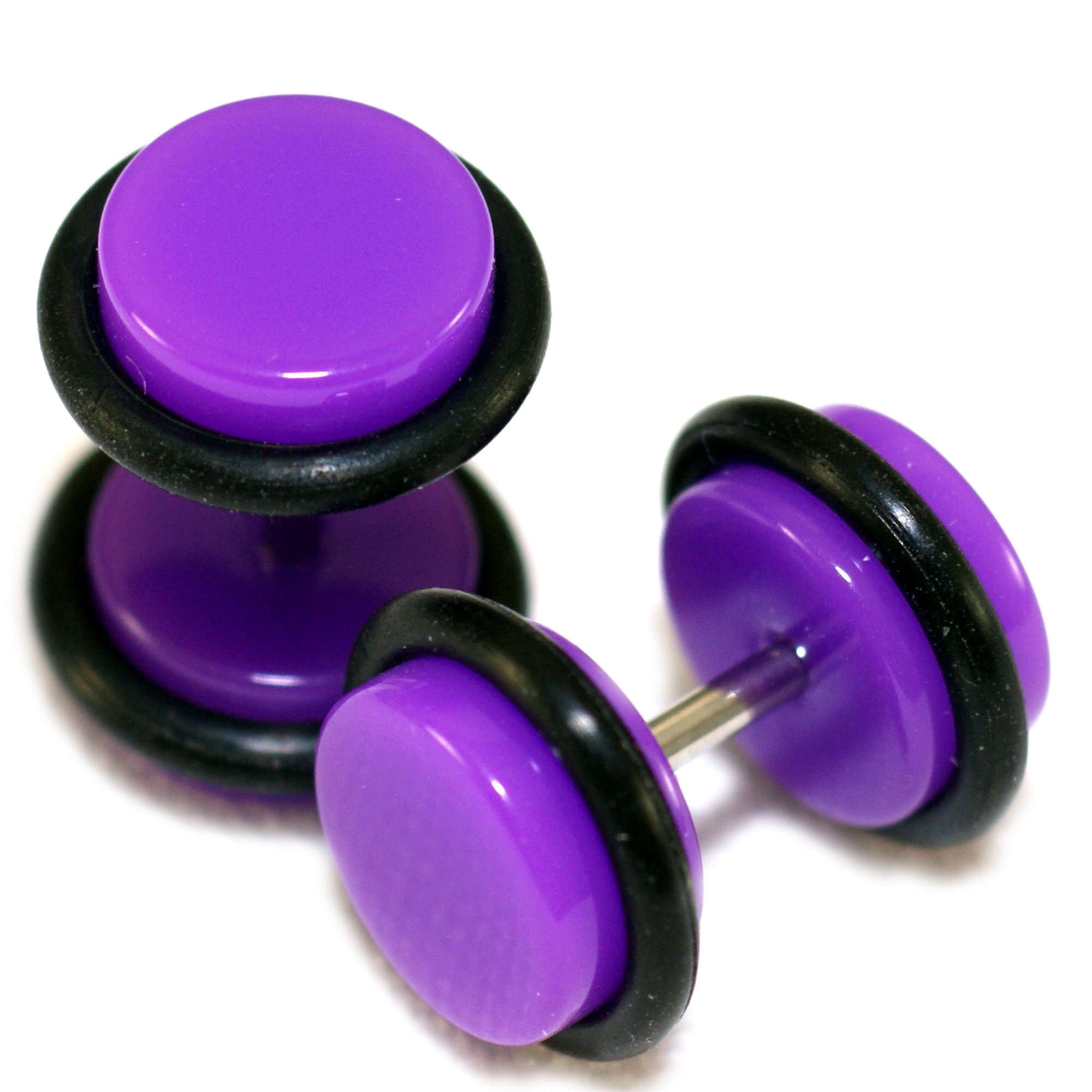 Purple Violet Acrylic Fake Ear Plugs 0G Gauge 8mm (1 Pair) - Medium Size for Stretching & Body Jewelry - Perfect for Piercing Enthusiasts & Alternative Fashion