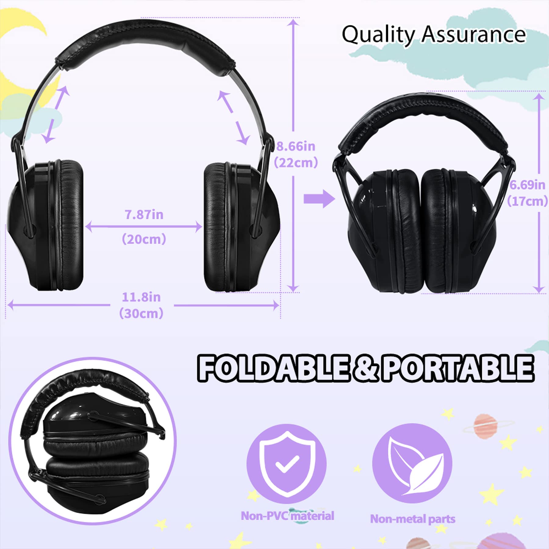 ZOHAN 030 Kids Noise Cancelling Headphones for Autism - Comfortable Ear Protection for Sensory Sensitive Children - Perfect for School, Travel, and Therapy Sessions