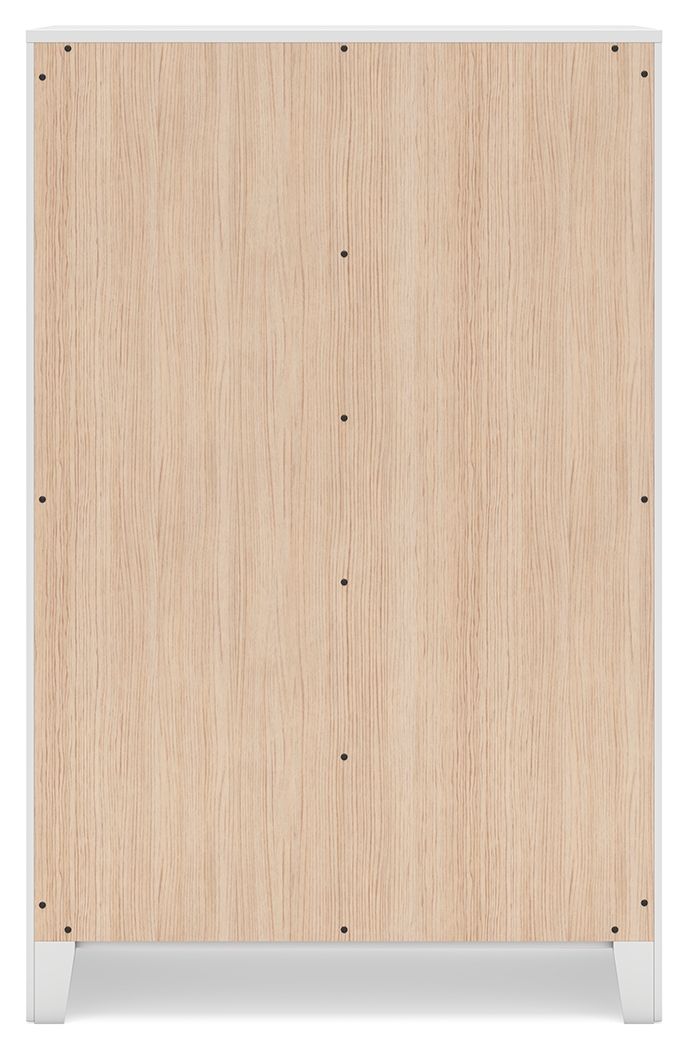 Binterglen White 5-Drawer Chest Dresser - Modern Bedroom Storage Organizer for Clothes, Linens & Accessories