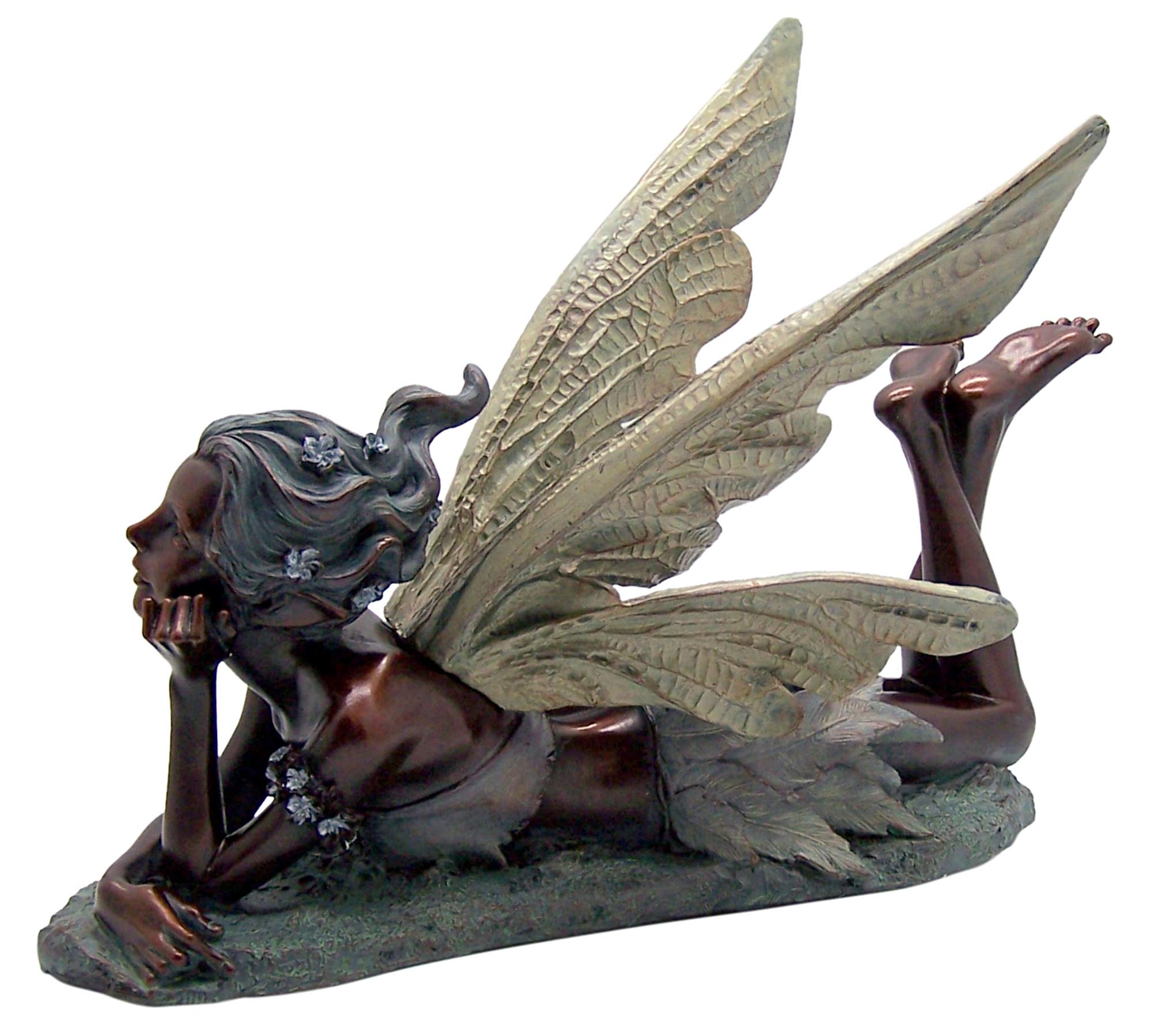 Wowser Daydreaming Fairy Garden Statue - 18 Inch Bronze Finish with Green Accents - Perfect for Outdoor Decor, Fairy Gardens & Backyard Landscaping