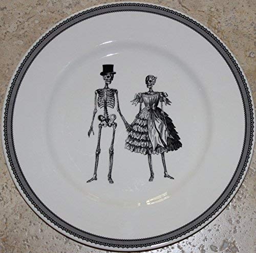 Royal Stafford Halloween Skeleton Couple Dinnerware Set - 4-Piece Spooky Dinner Plates for Gothic Decor & Themed Parties | Perfect for Halloween Table Settings, Gothic Weddings, and Horror-Themed Events