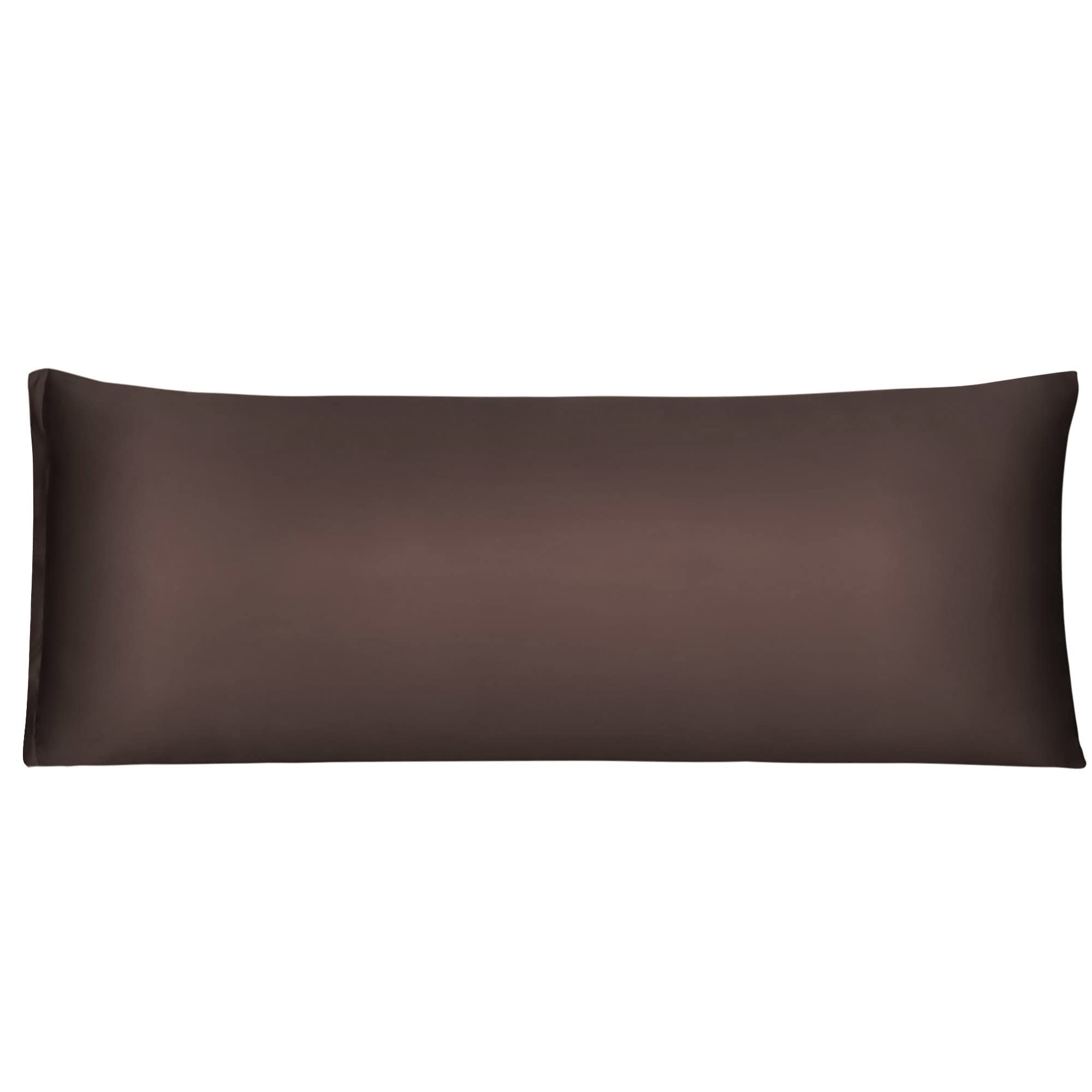 uxcell Satin Body Pillow Case - 21x54 Inch Brown Silky Pillow Cover with Zipper Closure for Hair & Skin Care | Perfect for Bedroom, Sofa & Travel Use