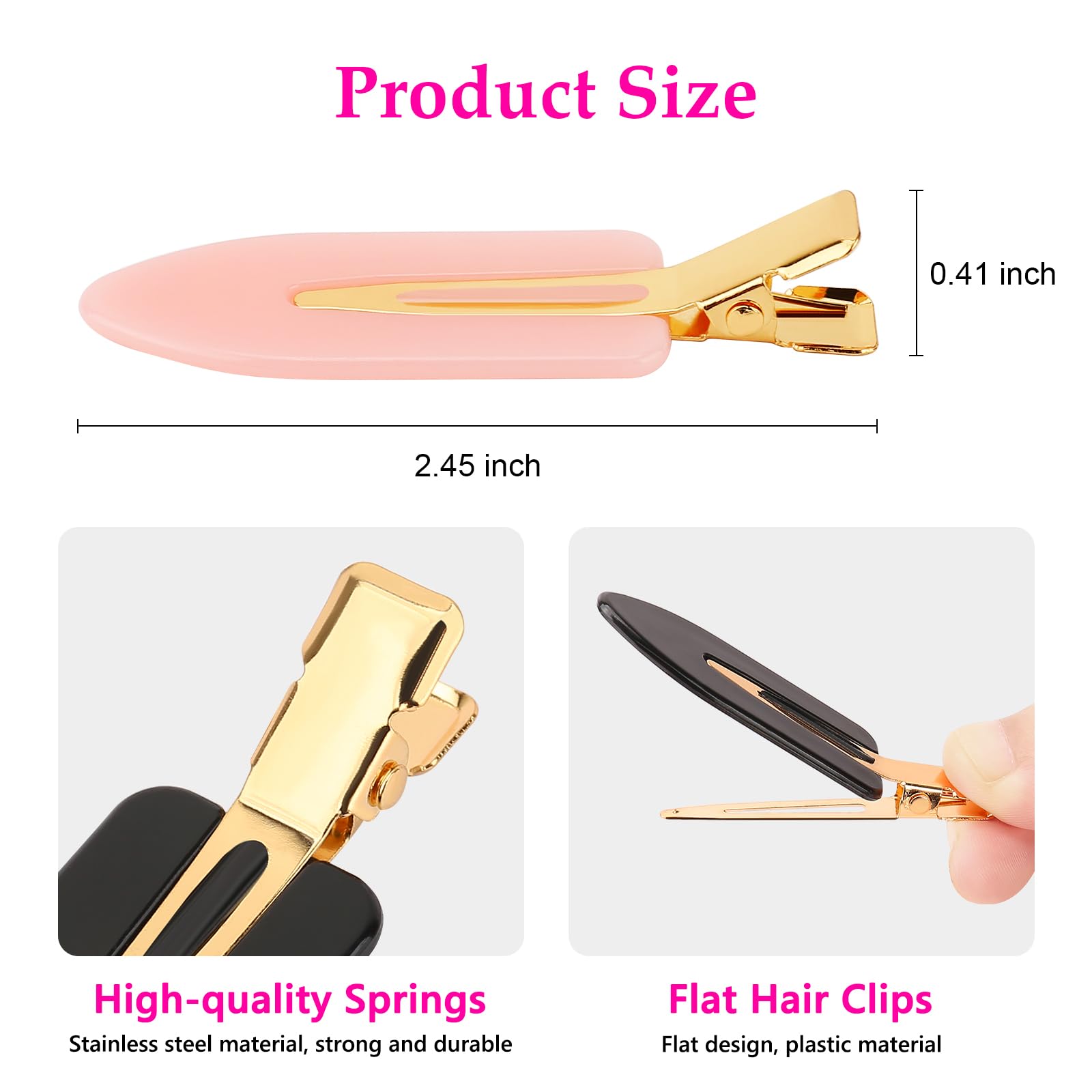 6 Pcs No Bend No Crease Hair Clips for Women & Girls - Golden Handle Flat Hair Clips for Hairstyling, Salon & Makeup - Perfect for Styling, Curling & DIY Hair Care at Home