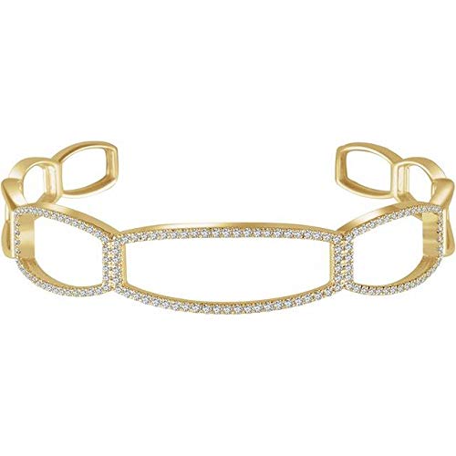 14K Yellow Gold 3/4 CTW Diamond Cuff Bracelet 6.25