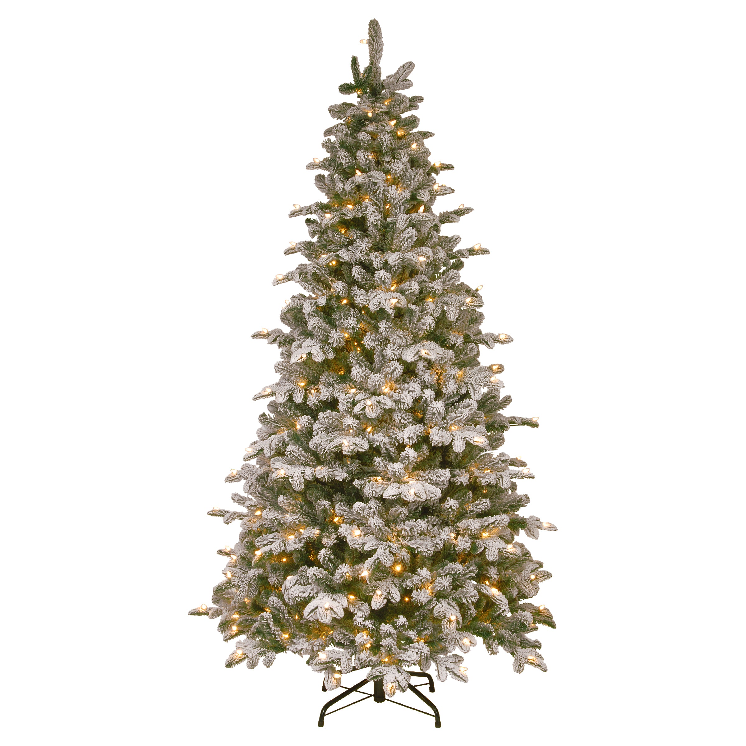 7.5 ft Pre-Lit Snowy Everest Fir Artificial Christmas Tree with PowerConnect Clear Lights - Perfect for Living Room, Office, and Holiday Decorations