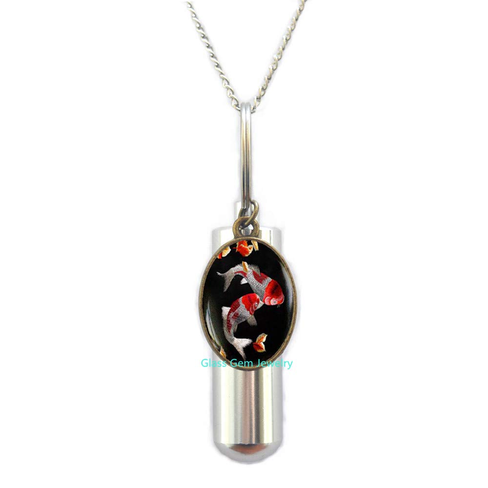 Koi Fish Cremation Urn Necklace - Handcrafted Japanese Koi Fish Pendant for Ashes - Elegant Asian Art Memorial Jewelry - Perfect for Honoring Loved Ones & Pet Remembrance
