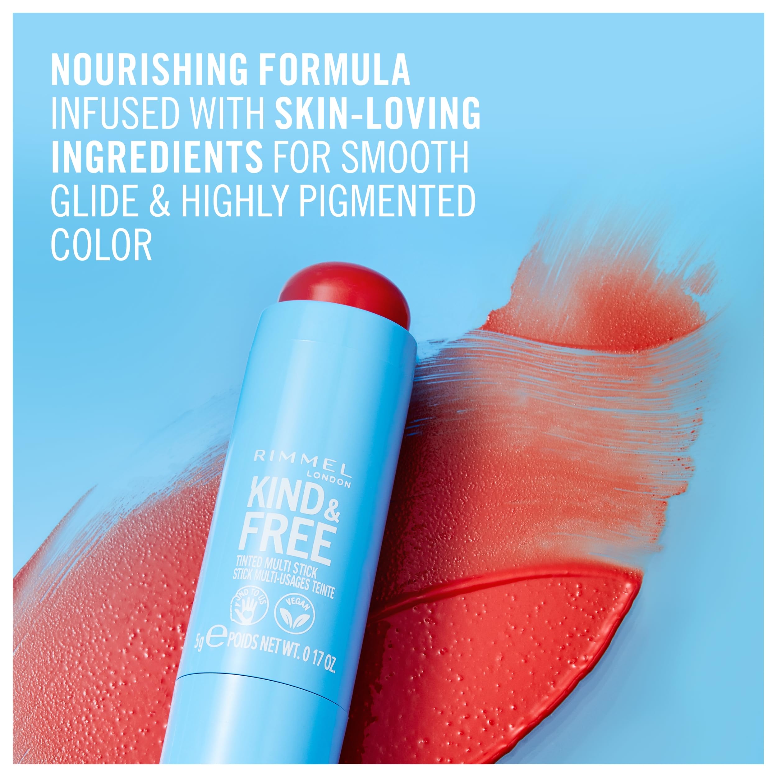 Rimmel London Kind & Free Multi-Stick in 003 Pink Heat - Vegan, Hydrating Cheek & Lip Stick with Buildable Color, Clean Formula (0.18oz) - Perfect for Natural Makeup Looks & On-The-Go Touch Ups