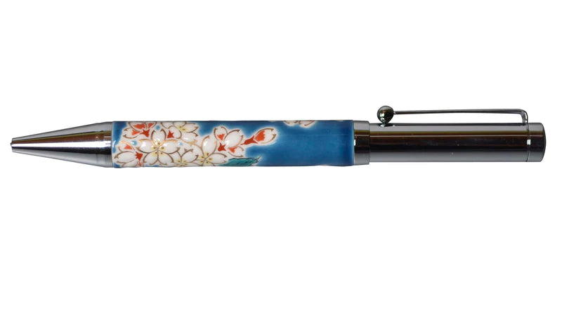 Kutani Yaki Japanese Ceramic Ballpoint Pen - Sakura Cherry Blossom Design - Elegant Writing Instrument for Office, Gift & Collectors