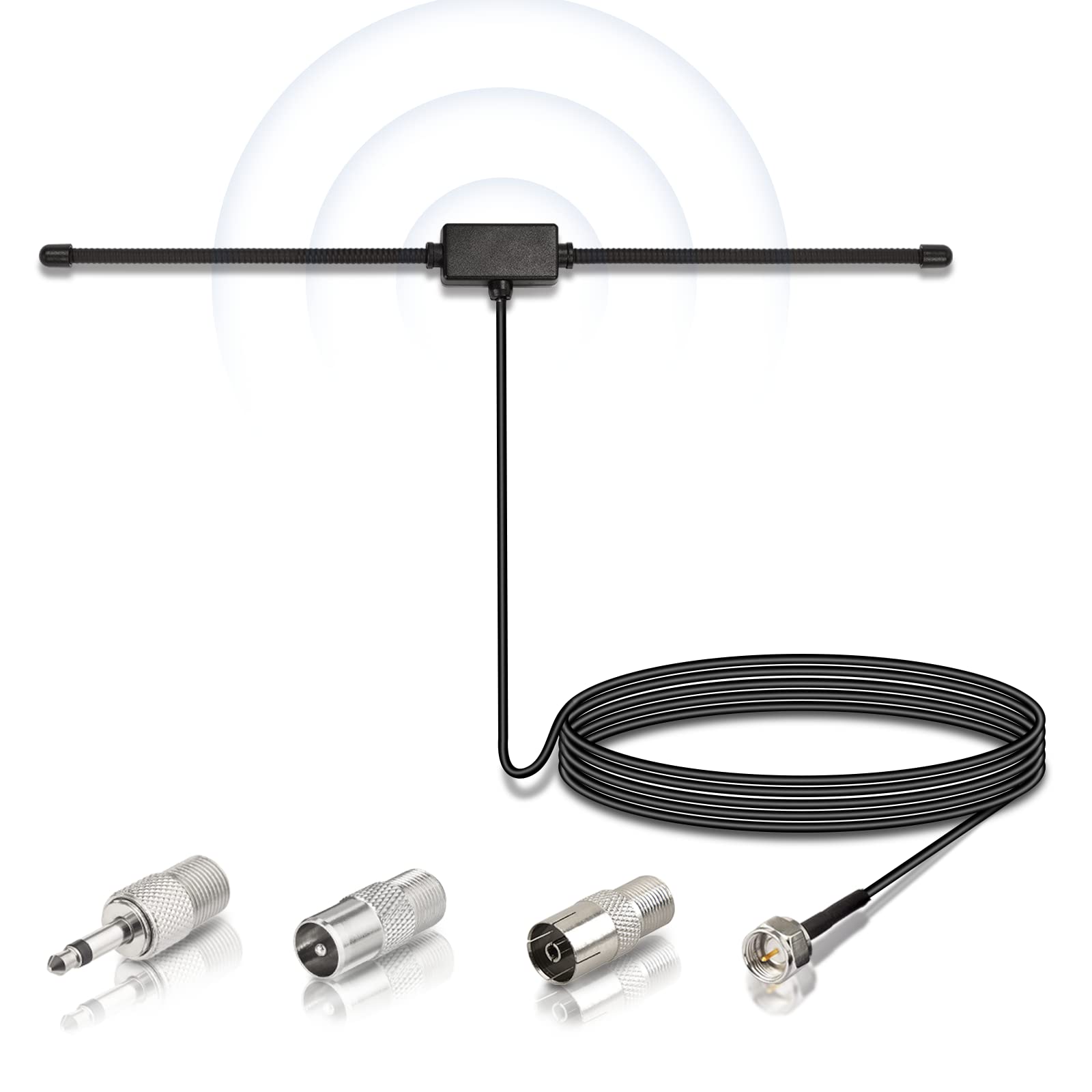 Bingfu Dab FM Radio Antenna with 3M Extension Cable - Dipole Antenna for Bose Wave Radio, Portable Receiver, Stereo Tuner & HiFi Amplifier - Perfect for Home, Office and Car Audio Systems